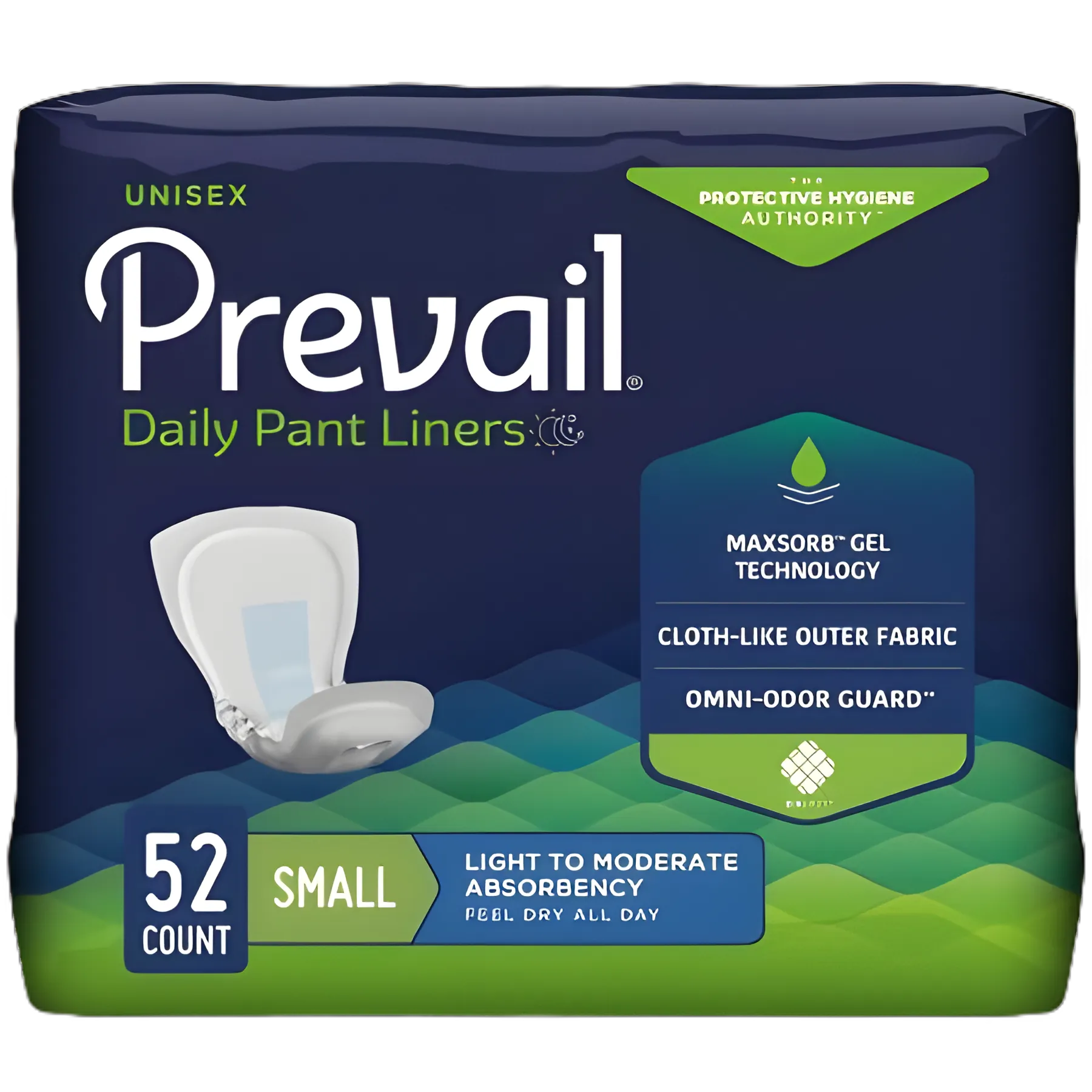 Bladder Control Pad Prevail® Daily Pant Liners 12-1/2 Inch Length Moderate Absorbency Polymer Core Small