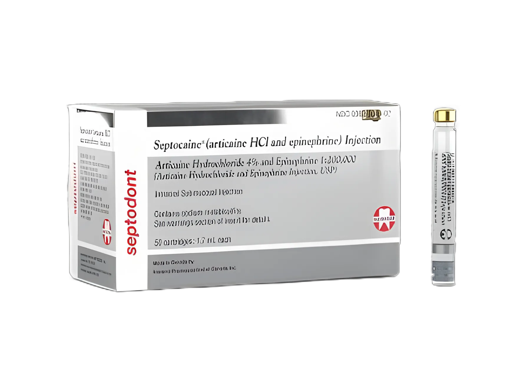 Septocaine with Epinephrine 4% - 1:200,000 Dental Anesthetic Cartridge 1.7 mL