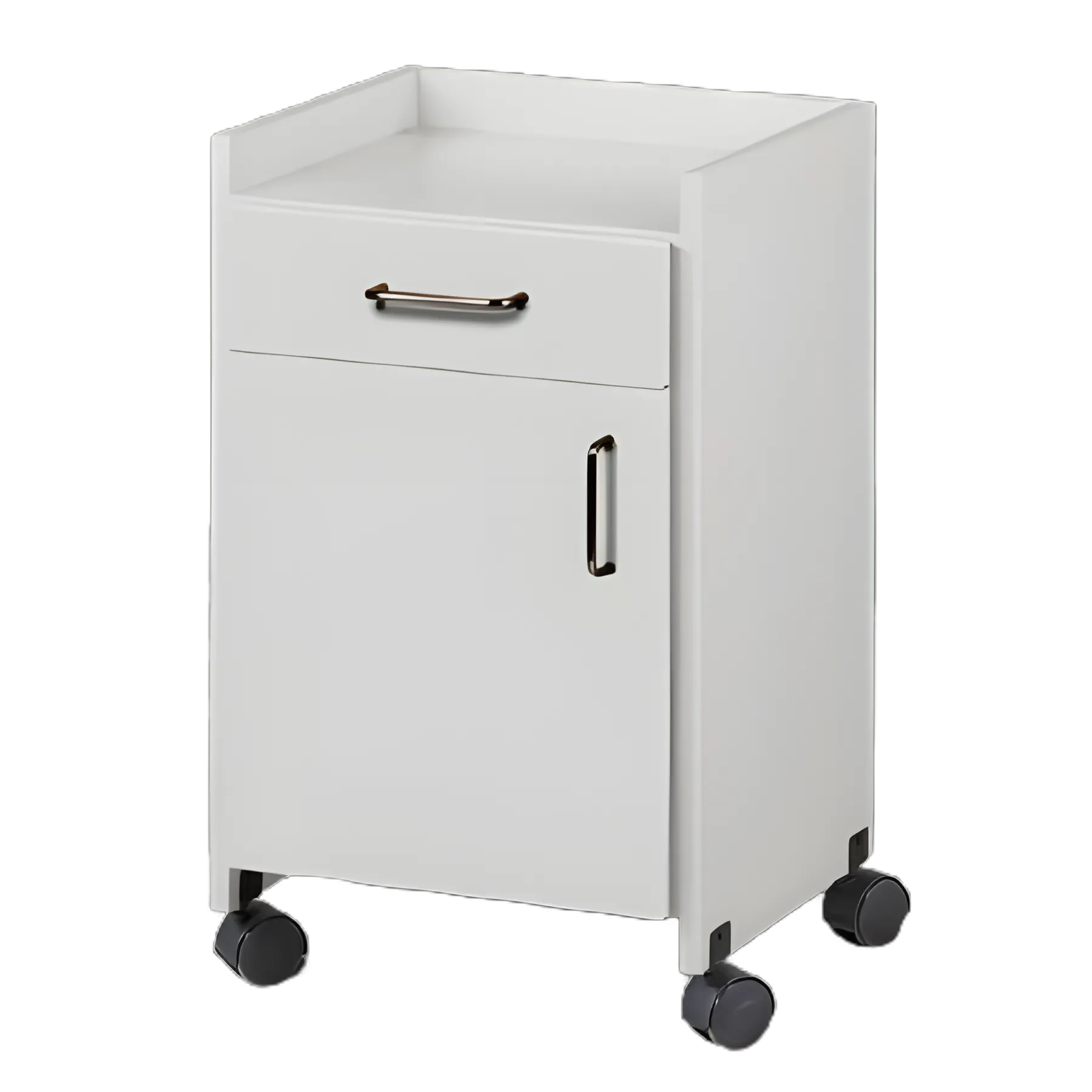Clinton Industries Mobile Bedside Cabinet 8720 Model with Natural Frame and Sand Door Pulls