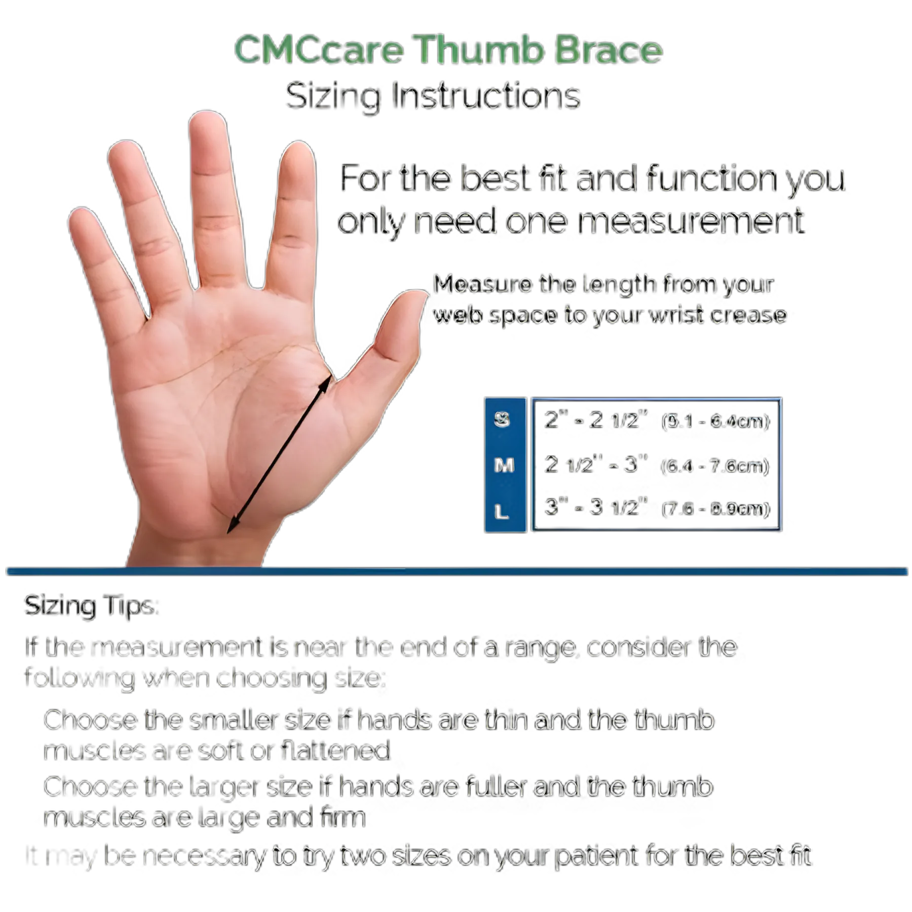 CMCcare Small Left Hand Thumb Brace - Arthritis Relief