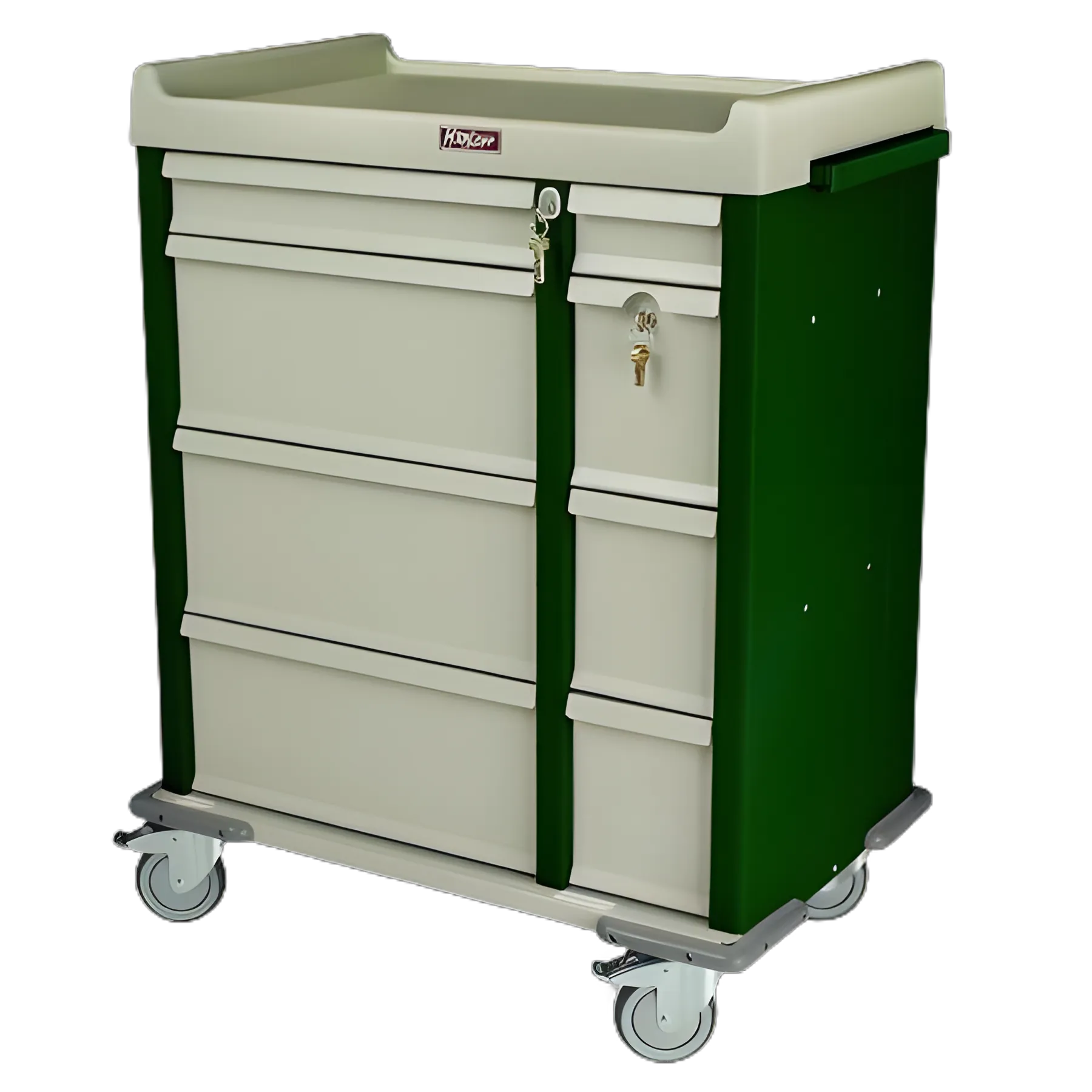 Medication Cart OptimAL Line Aluminum 23.5 X 36 X 45.75 Inch Beige 17 X 20.5 Inch Left Column Drawer, 17 X 6.25 Inch Right Column Drawer