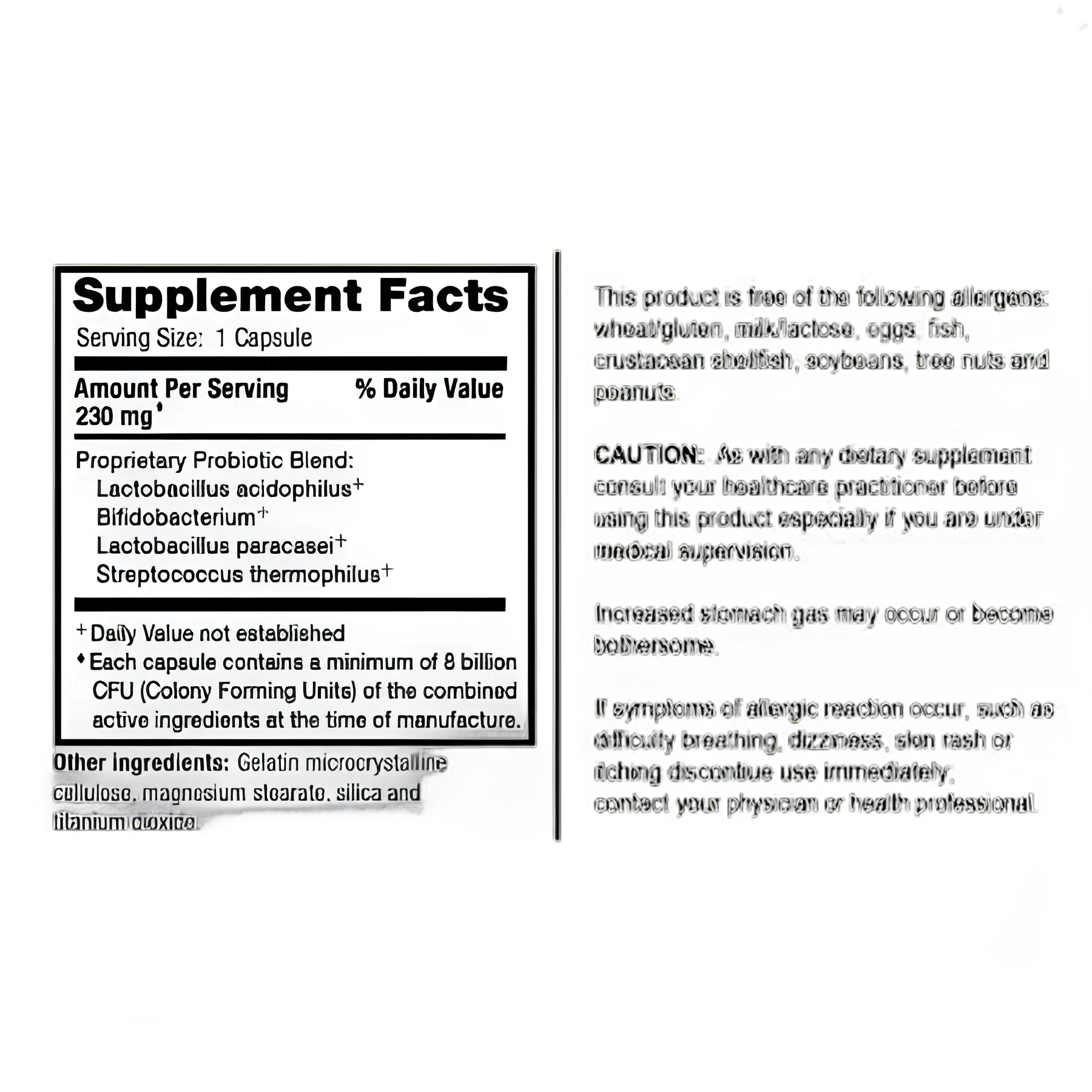 Probiotic Dietary Supplement RisaQuad™ 30 per Bottle Capsule