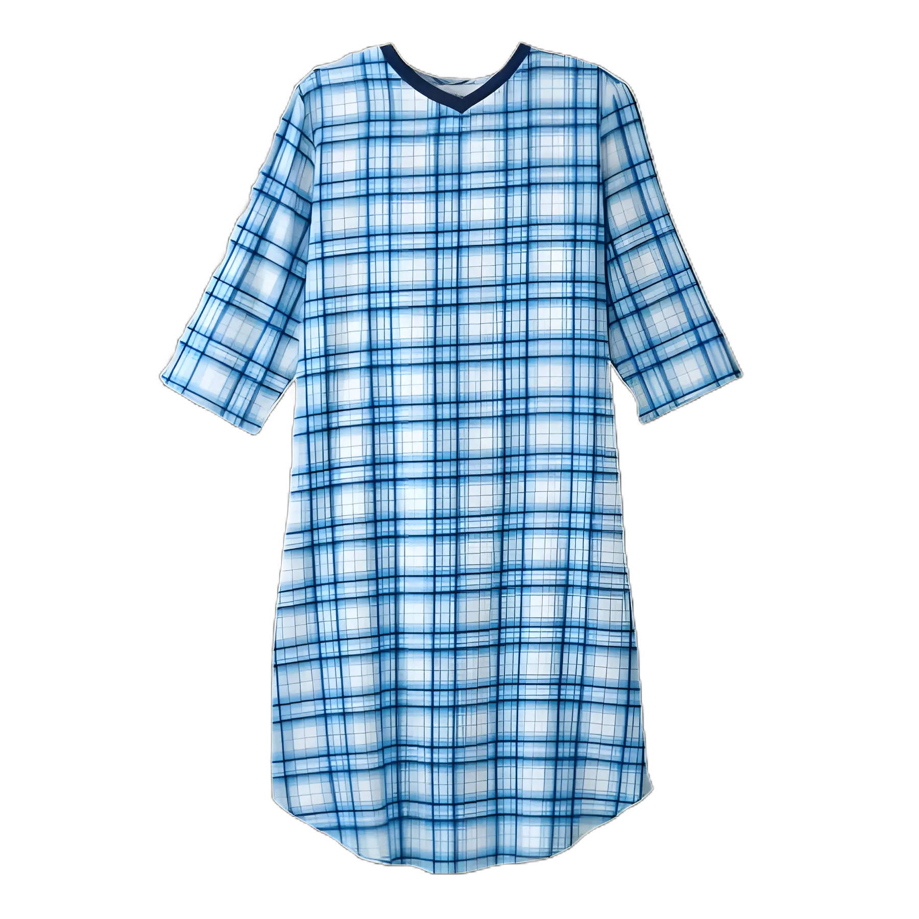 Patient Exam Gown Silverts® 2X-Large Turquoise Plaid Reusable