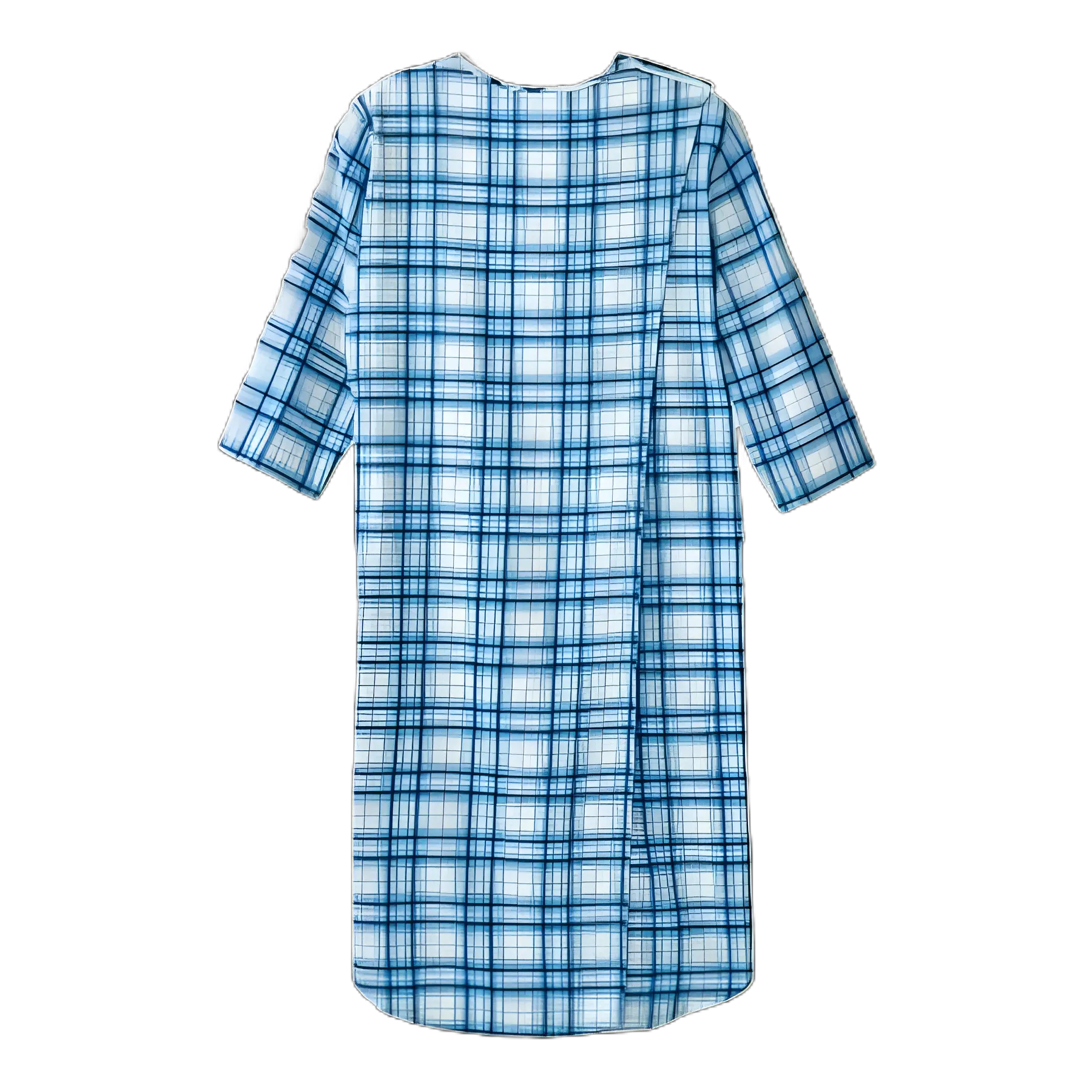 Patient Exam Gown Silverts® 2X-Large Turquoise Plaid Reusable