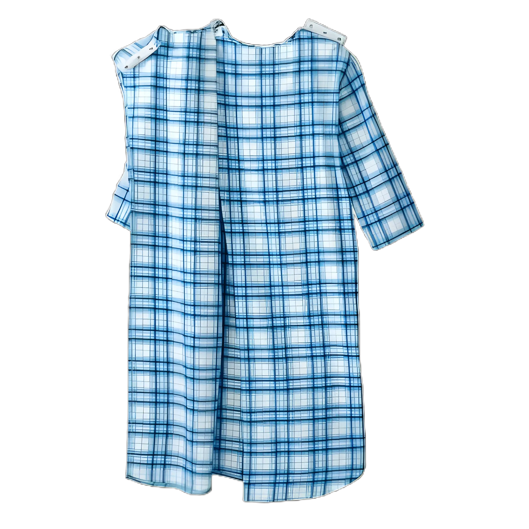 Patient Exam Gown Silverts® 2X-Large Turquoise Plaid Reusable