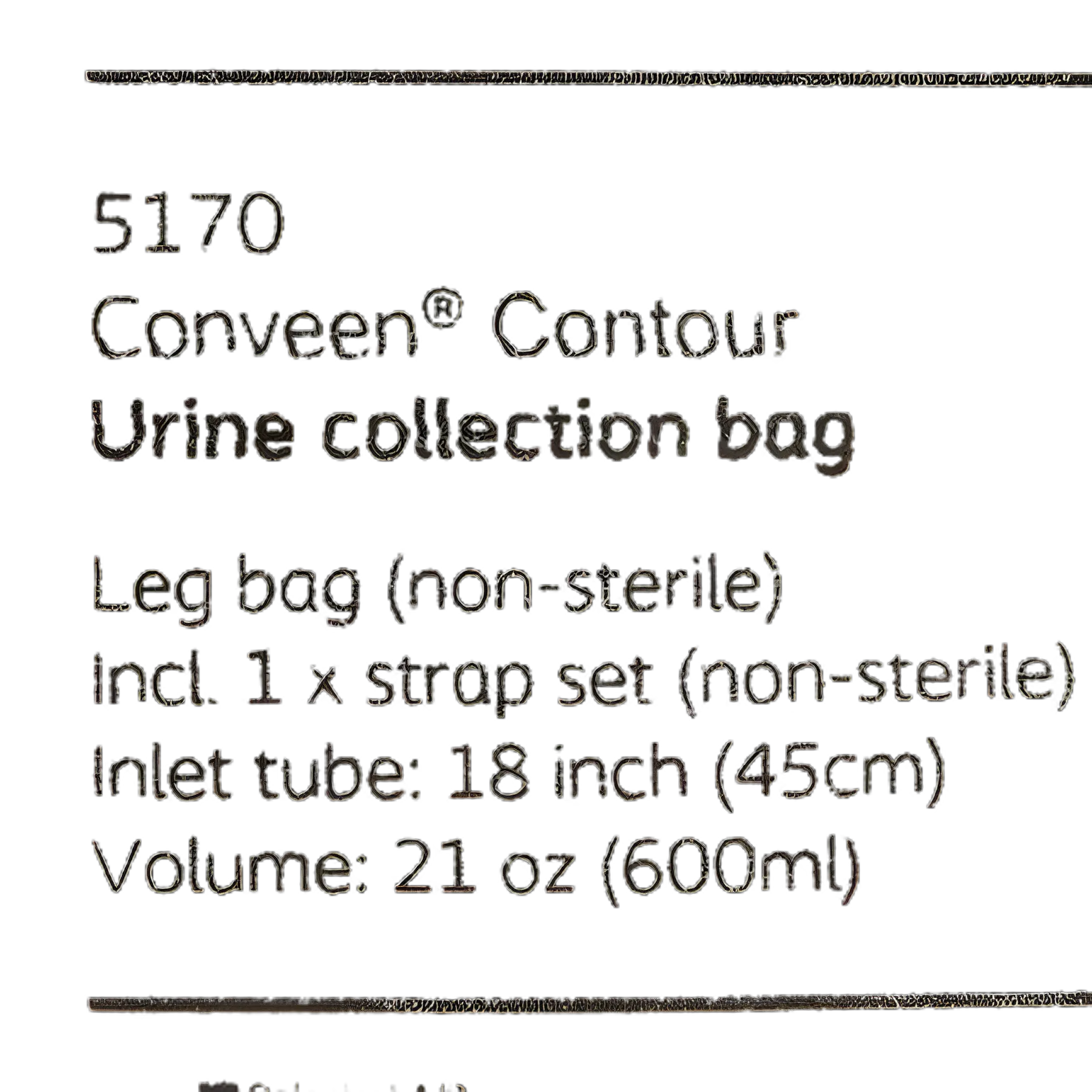 Urinary Leg Bag Conveen® Security+ Anti-Reflux Valve NonSterile 600 mL Polyethylene / Flocked