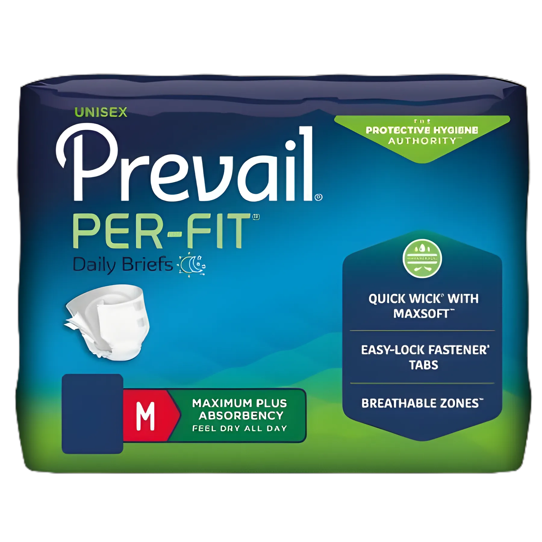 Unisex Adult Incontinence Brief Prevail® Per-Fit® Medium Disposable Heavy Absorbency