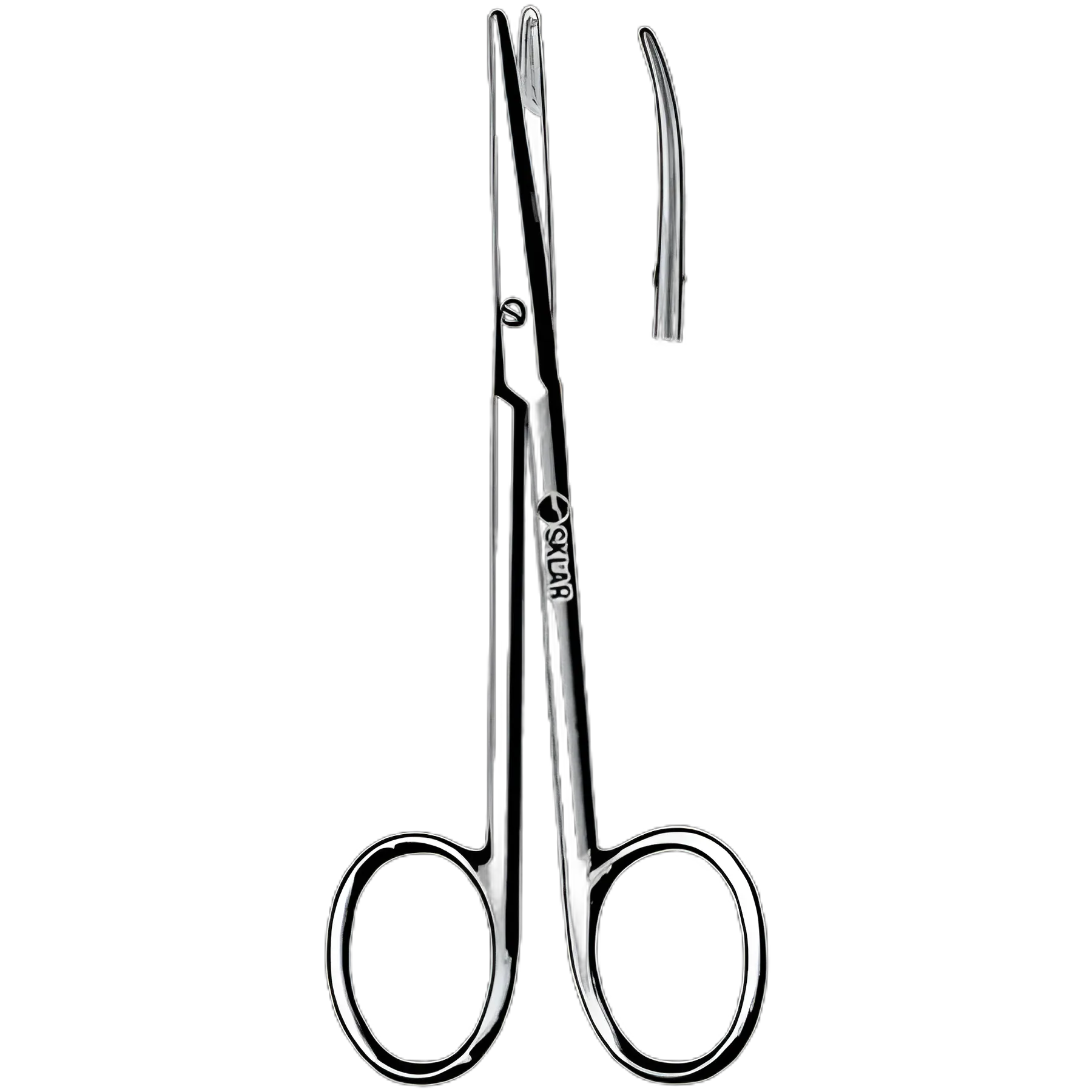 Strabismus Scissors Sklar® 4-1/4 Inch Length OR Grade Stainless Steel NonSterile Finger Ring Handle Curved Blunt Tip / Blunt Tip