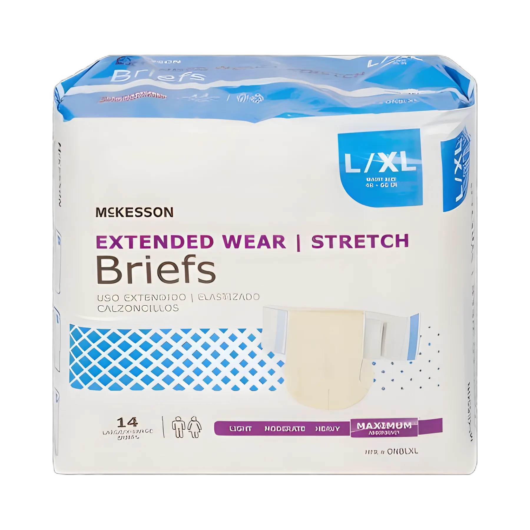 Unisex Adult Incontinence Brief McKesson Extended Wear Large / X-Large Disposable Heavy Absorbency