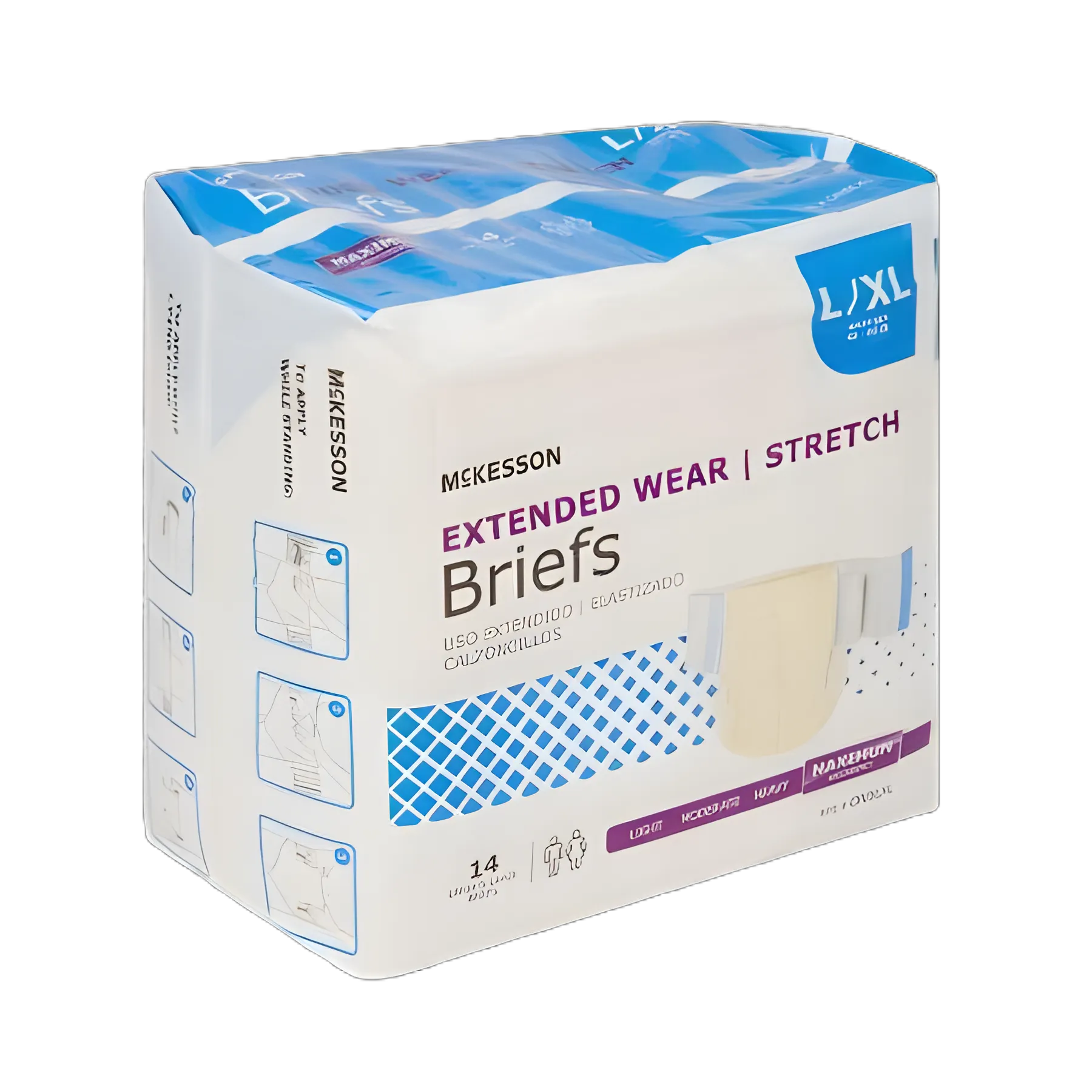 Unisex Adult Incontinence Brief McKesson Extended Wear Large / X-Large Disposable Heavy Absorbency