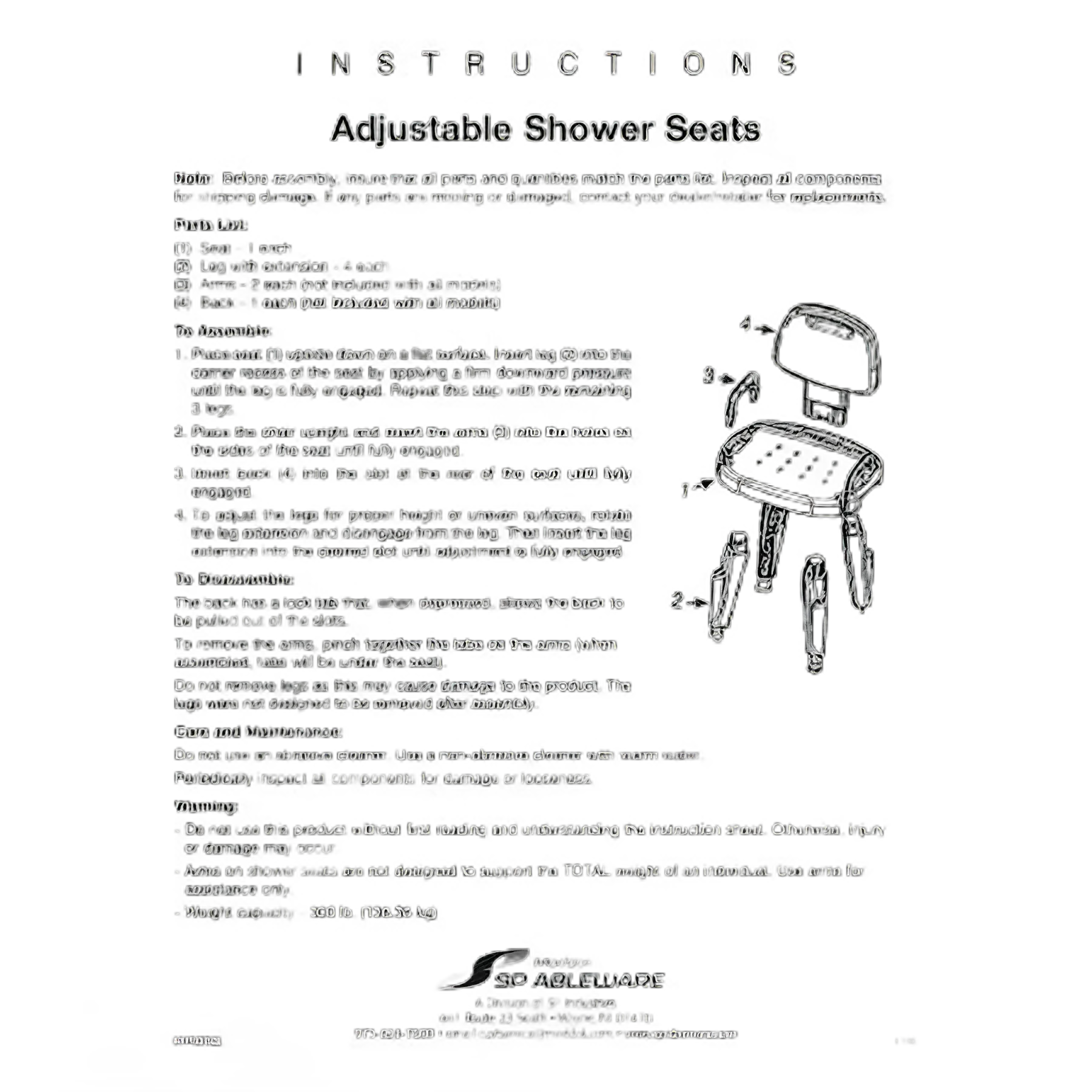 Bath Bench Maddak Removable Arms Plastic Frame Removable Backrest 17 Inch Seat Width 300 lbs. Weight Capacity