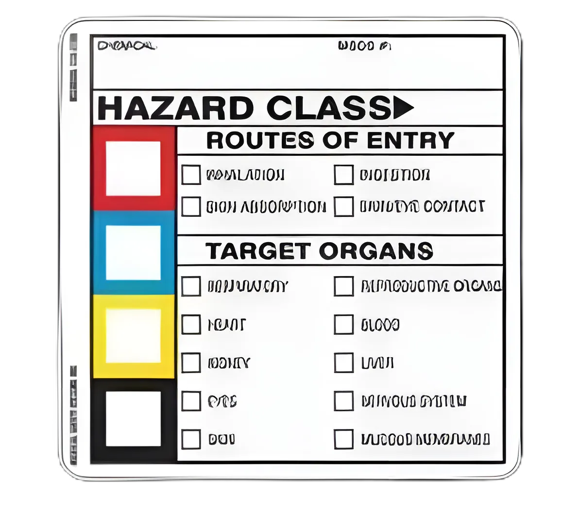 Pre-Printed Label WorkSafe™ Warning Label White Hazard Class Routes of Entry Black / Color Block Biohazard 2 X 2 Inch