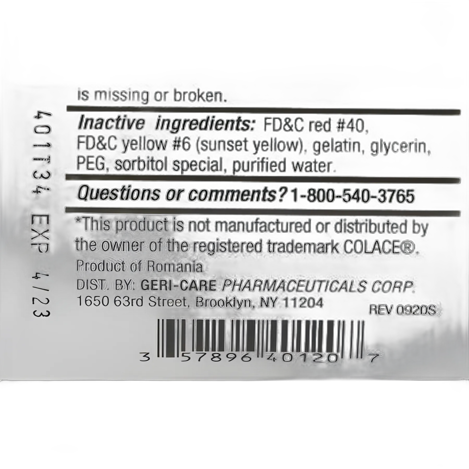 Stool Softener Geri-Care® Softgel 200 per Bottle 100 mg Strength Docusate Sodium