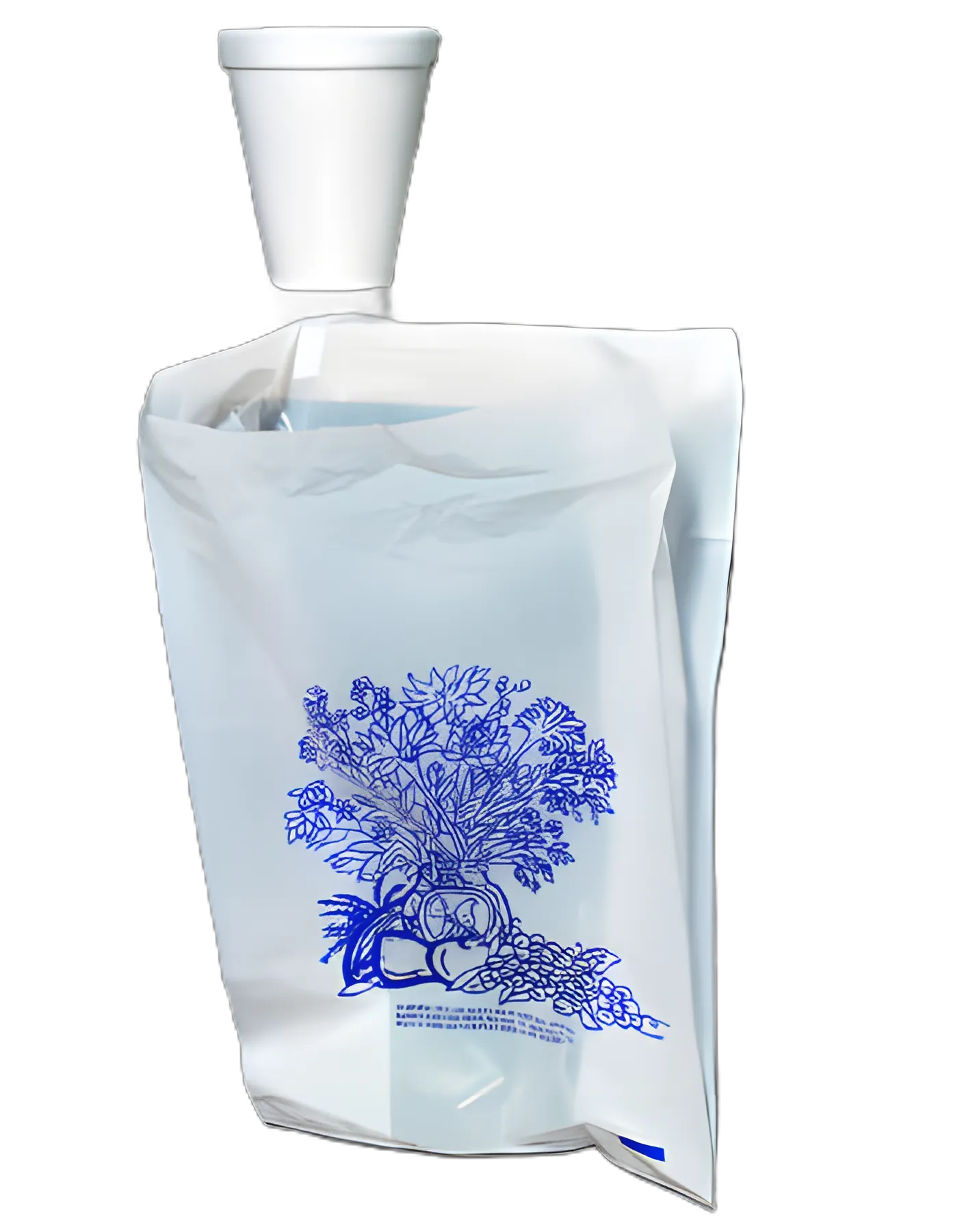 Bedside Bag Elkay® 4 X 7 X 11 Inch White / Blue Floral Print HDPE