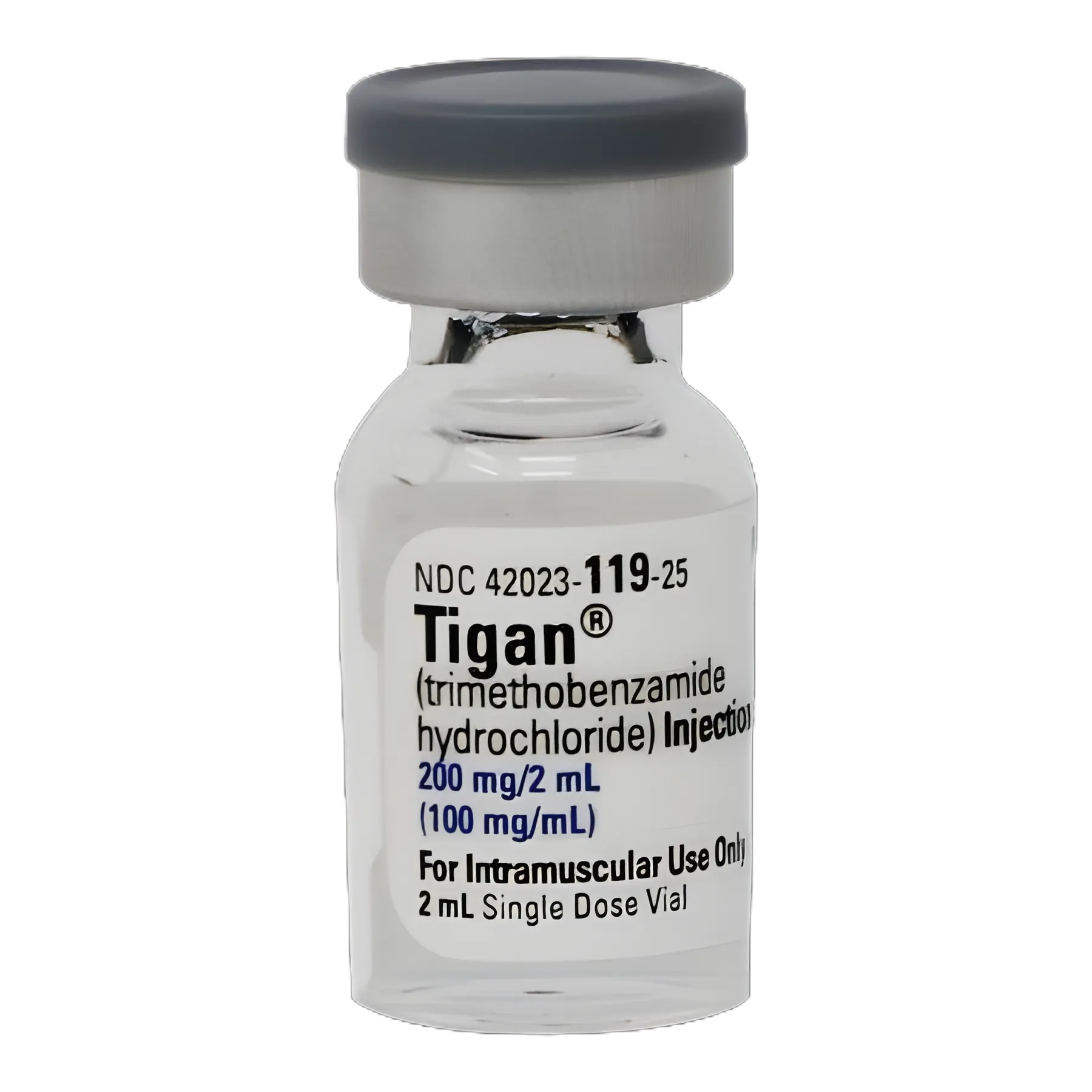 Gastro-Intestinal Antihistamine Tigan® Trimethobenzamide HCl, Preservative Free 100 mg / mL Injection Single-Dose Vial 2 mL - 42023011925