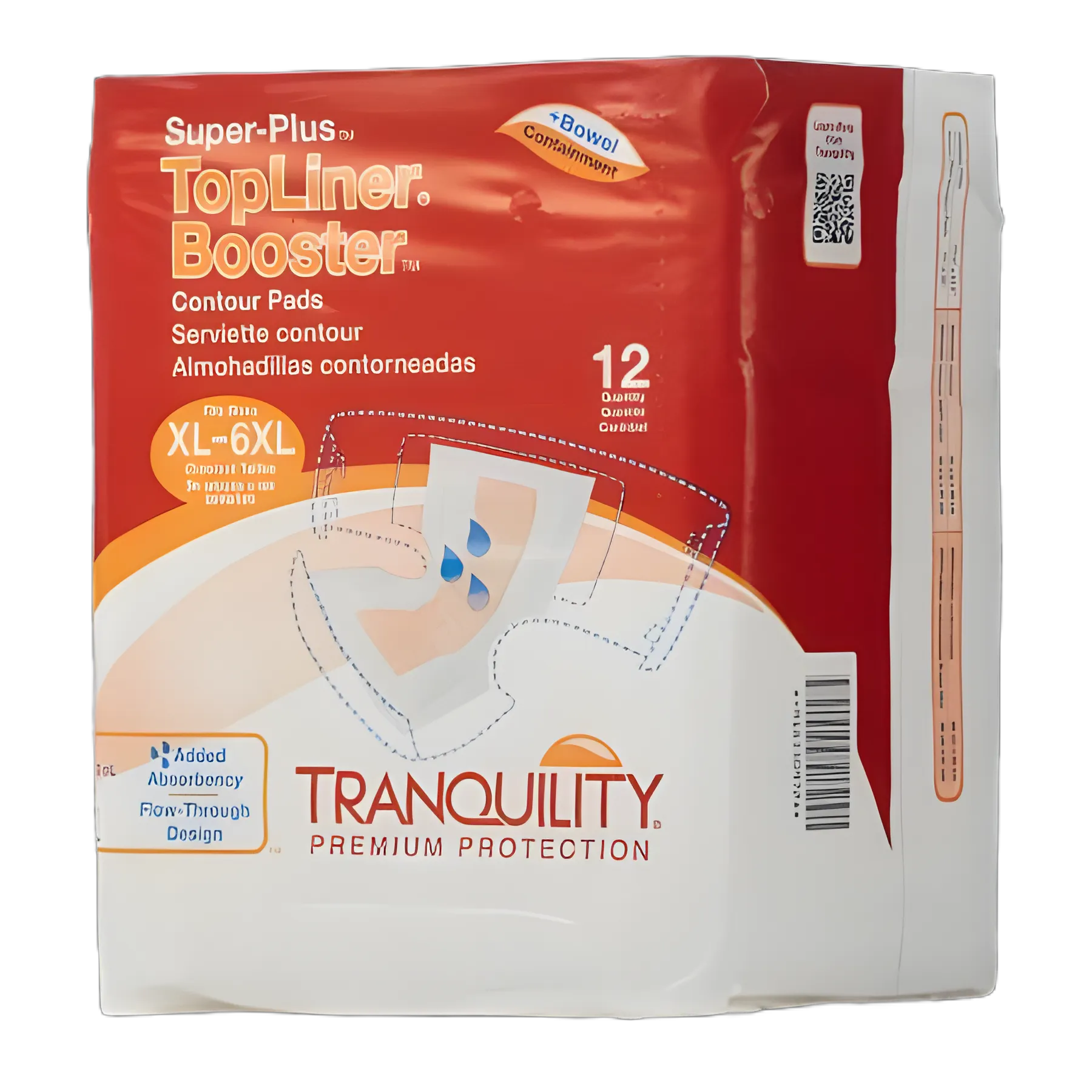 Booster Pad Tranquility® Top Liner® Contour 14 X 32 Inch Heavy Absorbency Superabsorbant Core One Size Fits Most