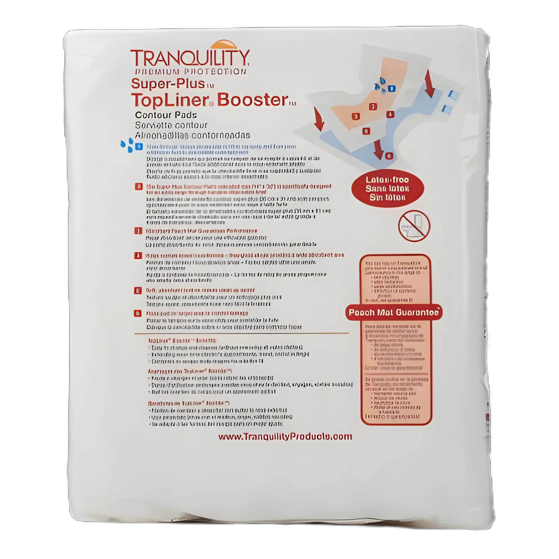 Booster Pad Tranquility® Top Liner® Contour 14 X 32 Inch Heavy Absorbency Superabsorbant Core One Size Fits Most