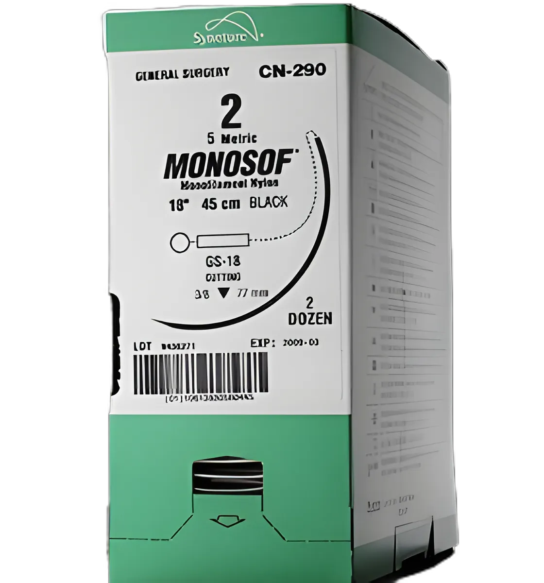 Nonabsorbable Suture with Needle Monosof™~Dermalon™ Nylon C-14 3/8 Circle Reverse Cutting Needle Size 3 - 0 Monofilament - SN-663G