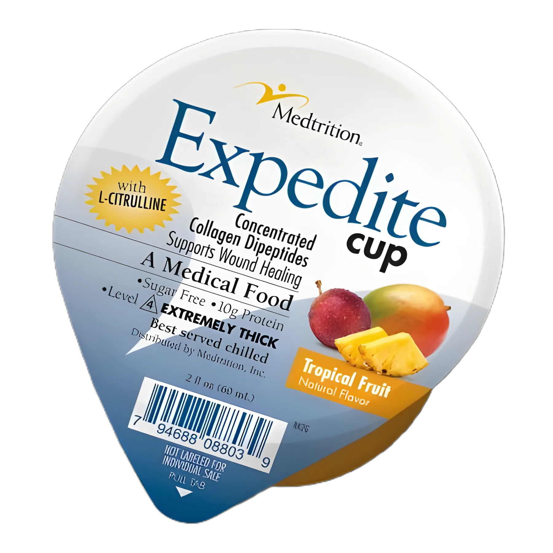 Thickened Food Expedite™ 2 oz. Cup Tropical Fruit Flavor Gel IDDSI Level 4 Extremely Thick/Pureed