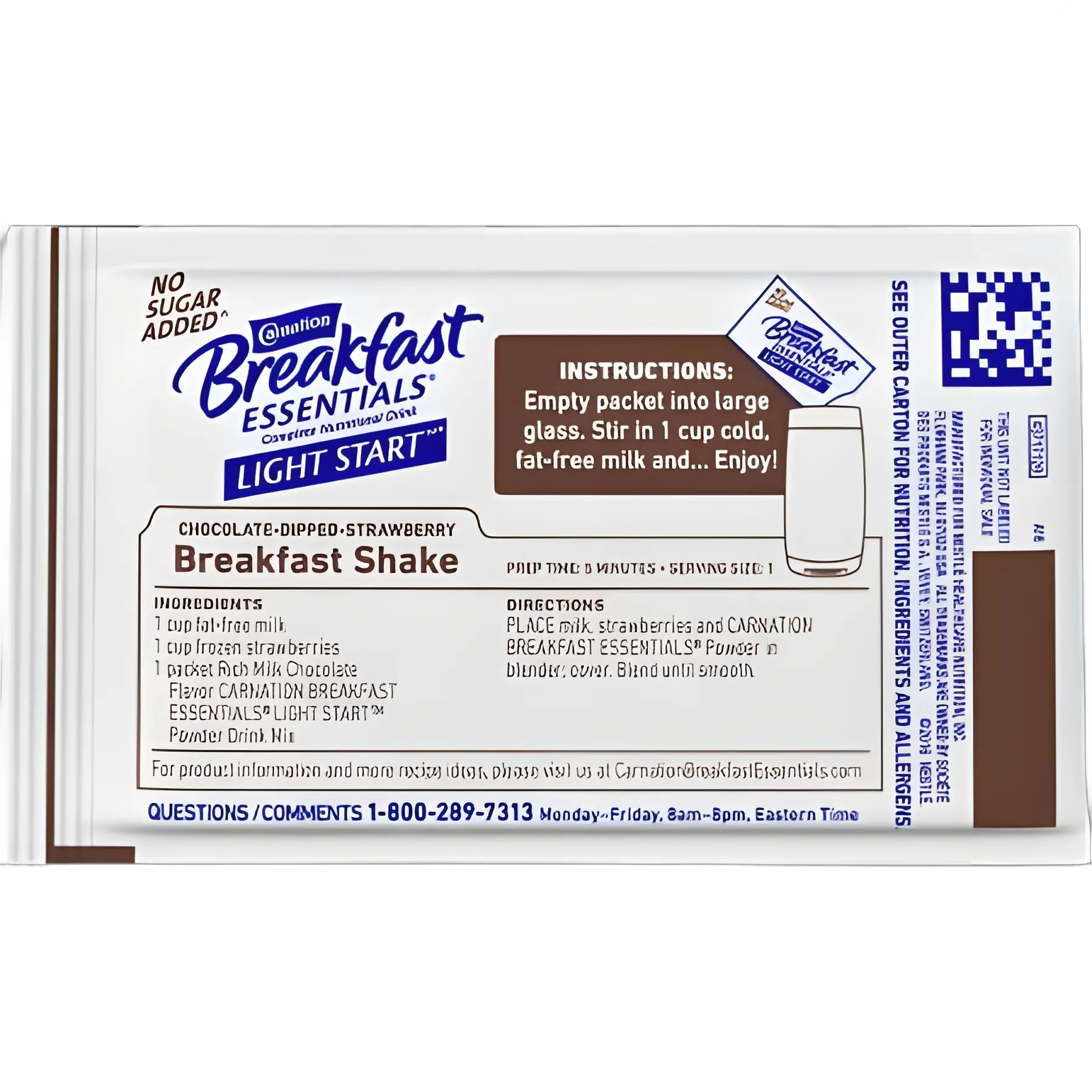 Oral Supplement Carnation Breakfast Essentials® Light Start™ Rich Milk Chocolate Flavor Powder 0.705 oz. Individual Packet