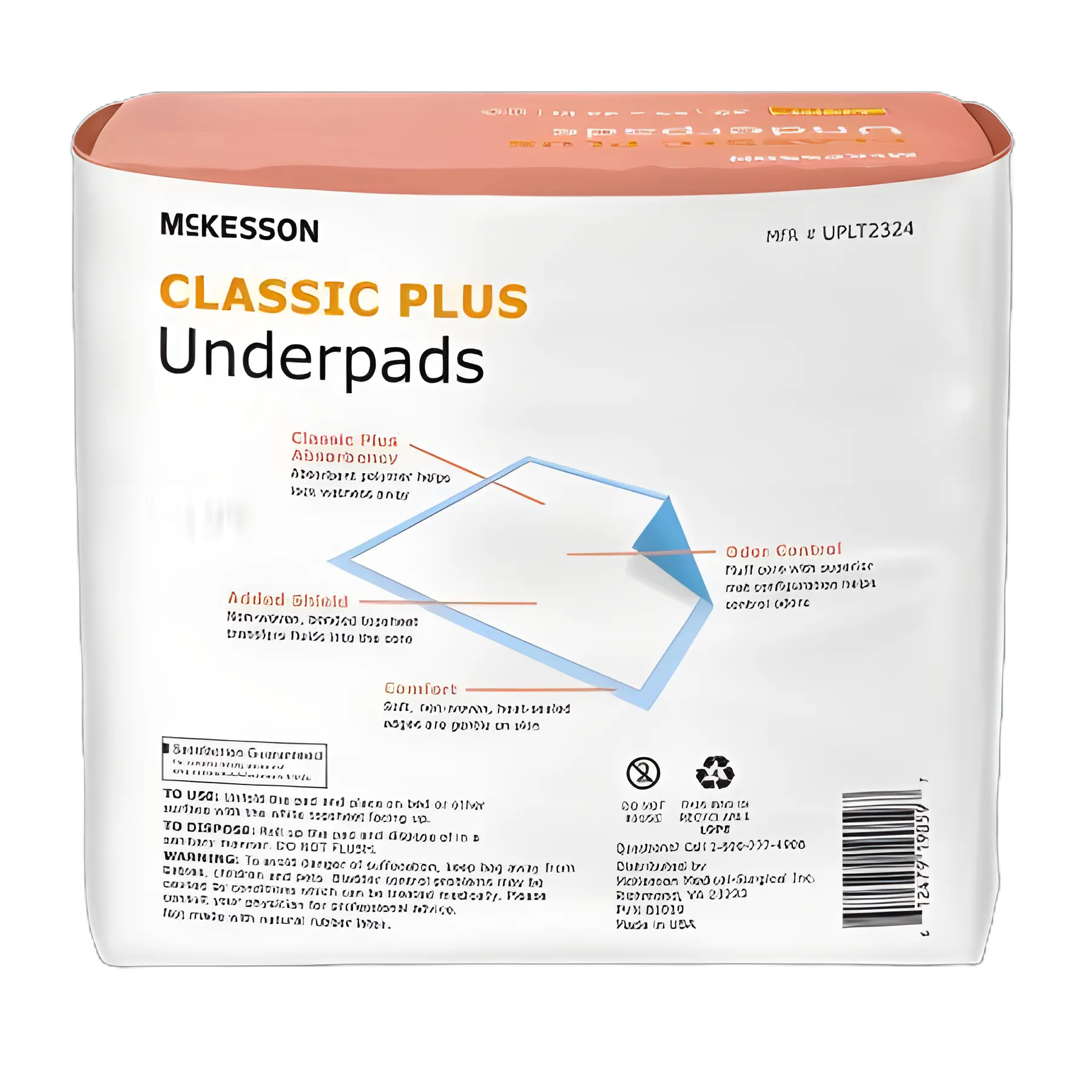 Disposable Underpad McKesson Classic Plus 23 X 24 Inch Fluff / Polymer Light Absorbency