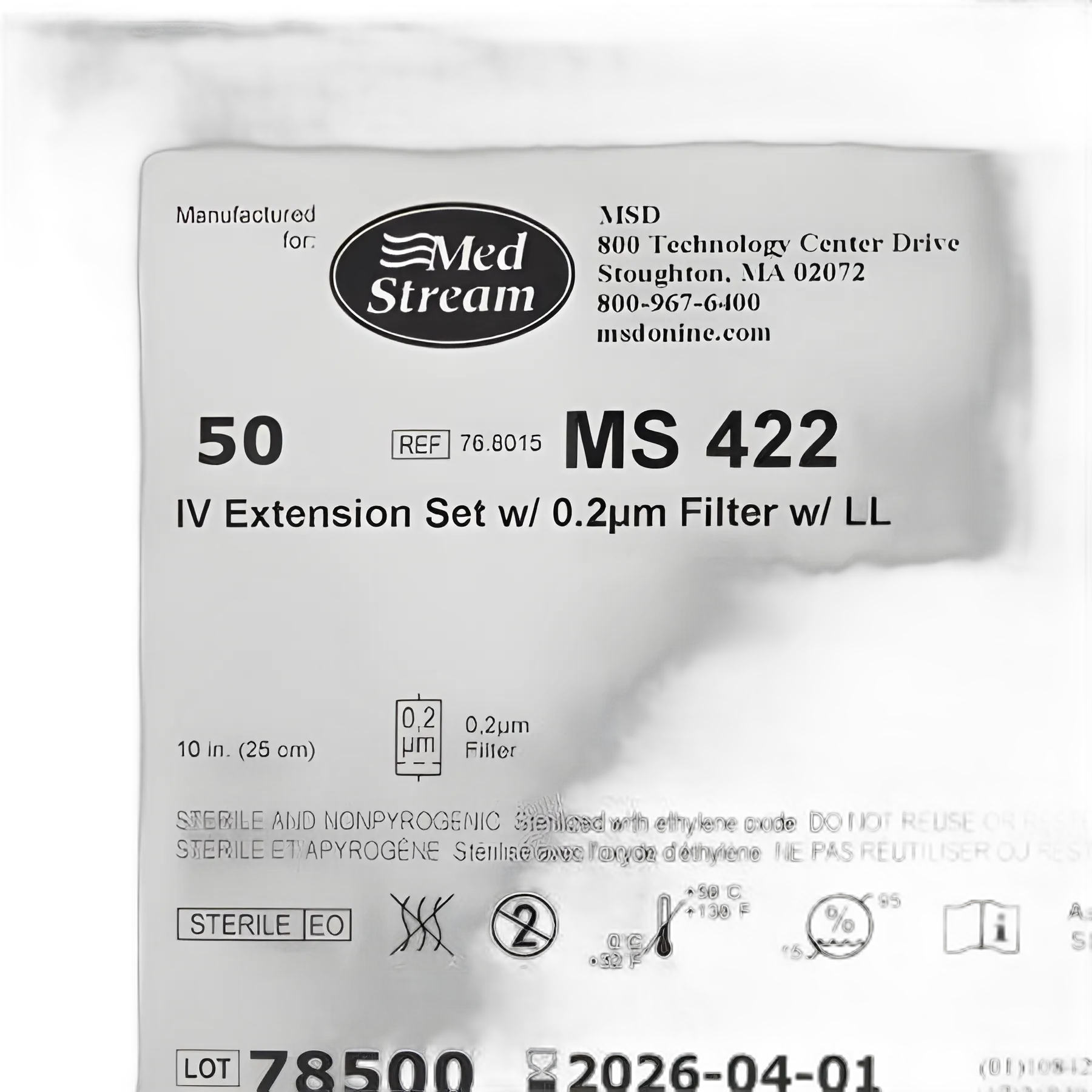 McKesson 10" IV Extension Set with 0.2 Micron Filter - Sterile