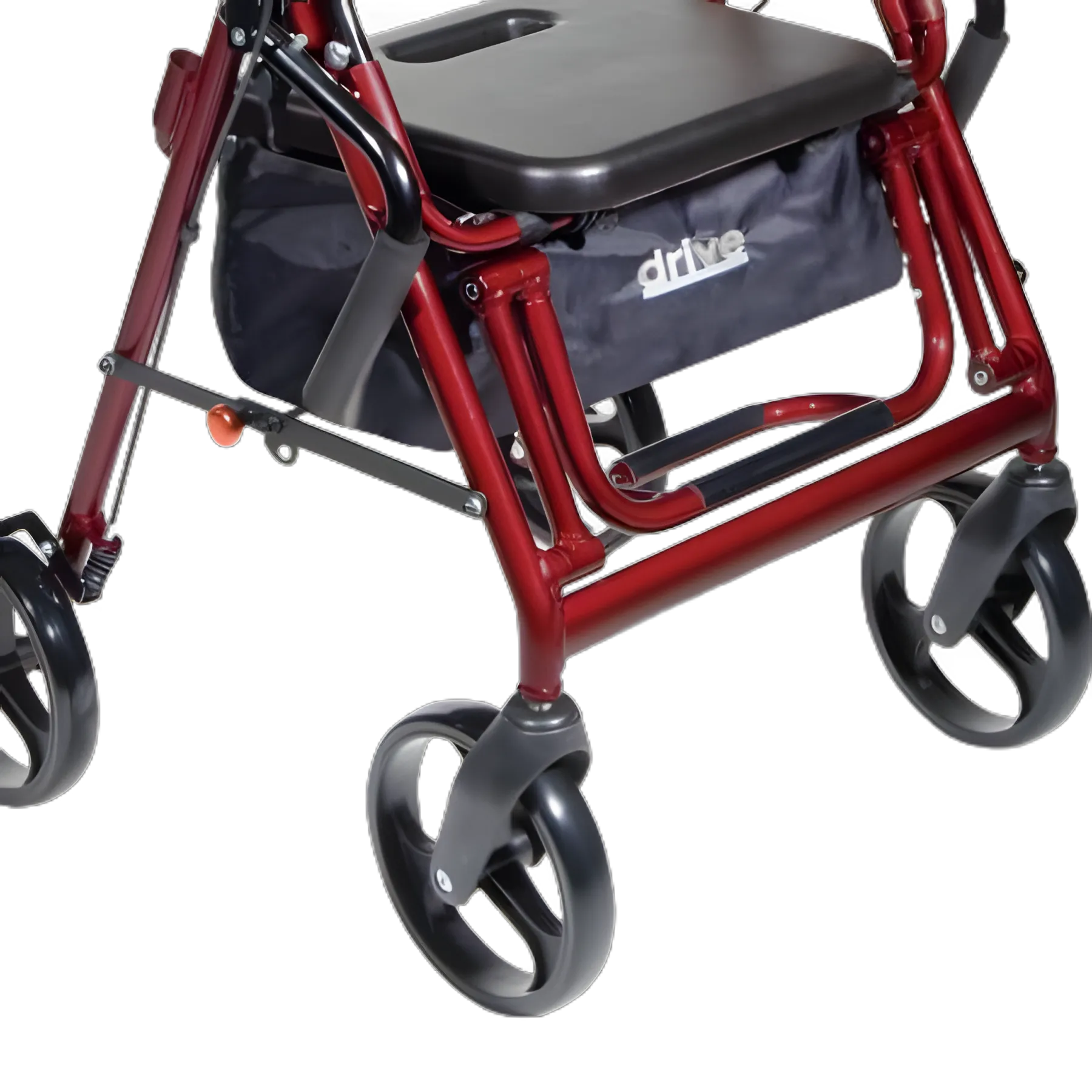 4 Wheel Rollator / Transport Chair drive™ Duet Burgundy Adjustable Height / Transport / Folding Aluminum Frame