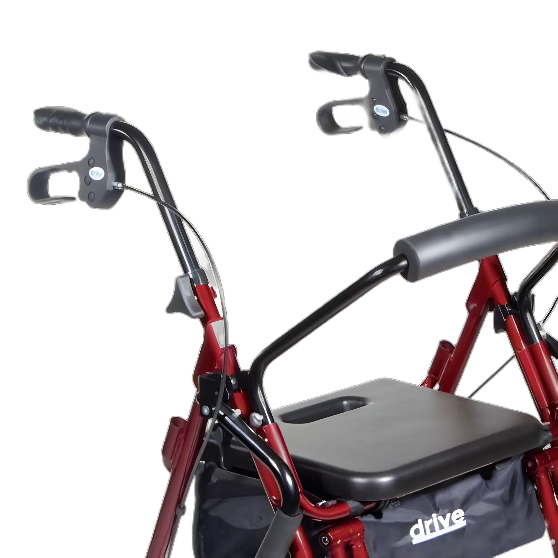 4 Wheel Rollator / Transport Chair drive™ Duet Burgundy Adjustable Height / Transport / Folding Aluminum Frame