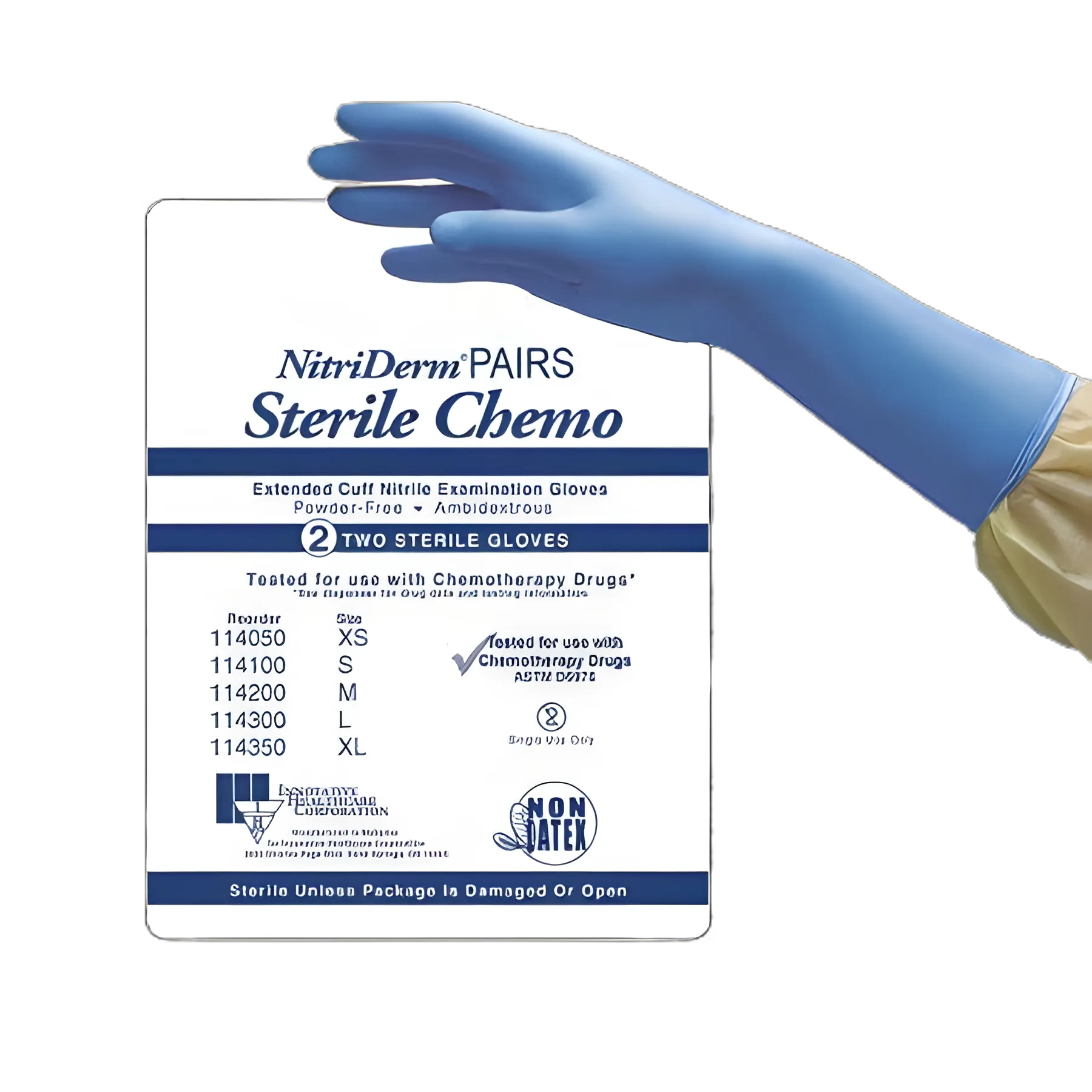 NitriDerm® EC X-Large Nitrile Exam Gloves - Sterile, Chemo Rated, Extended Cuff