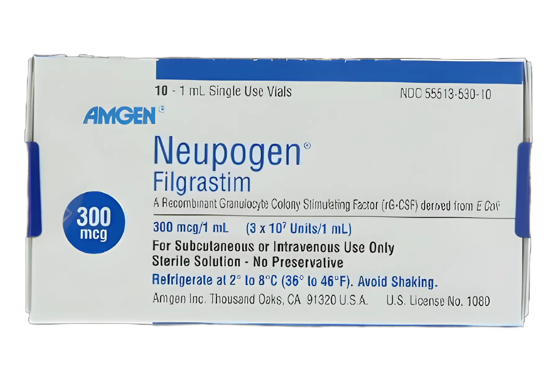 Neupogen® Filgrastim, Preservative Free 300 mcg / mL Injection Single-Dose Vial 1 mL