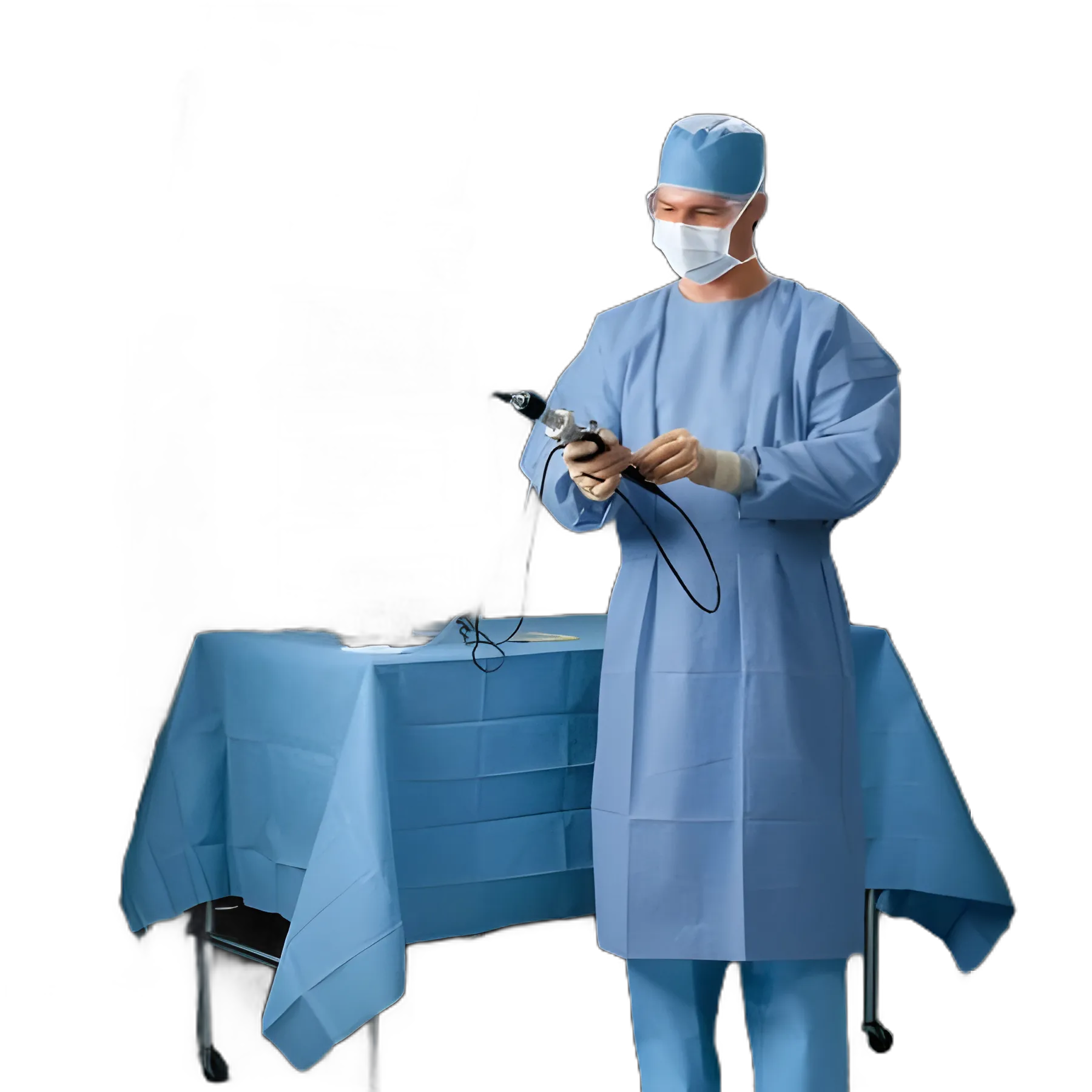 Protective Procedure Gown Halyard Large Blue NonSterile Not Rated Disposable