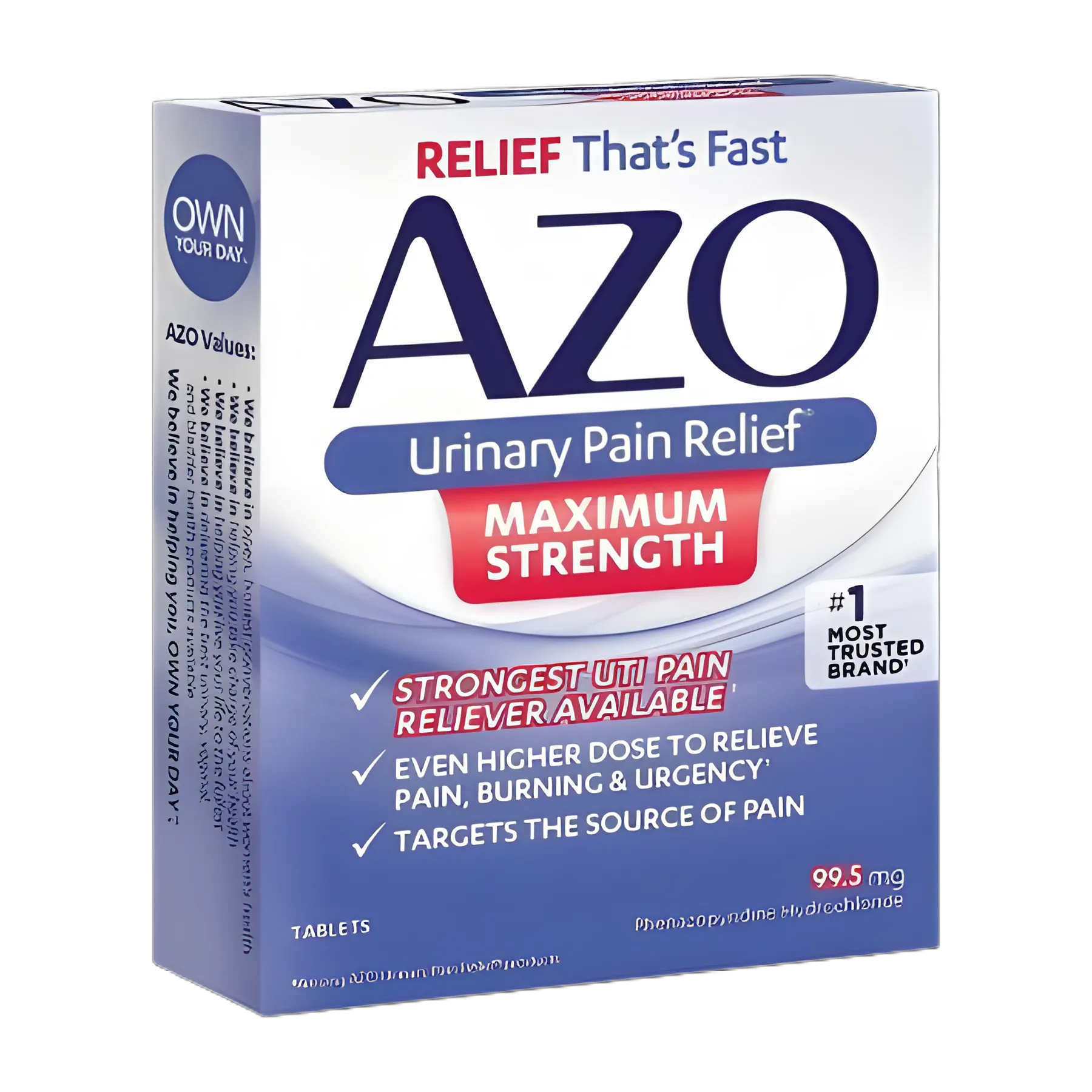 AZO Maximum Strength Urinary Pain Relief Tablets - 99.5mg Phenazopyridine HCL, 12 Count