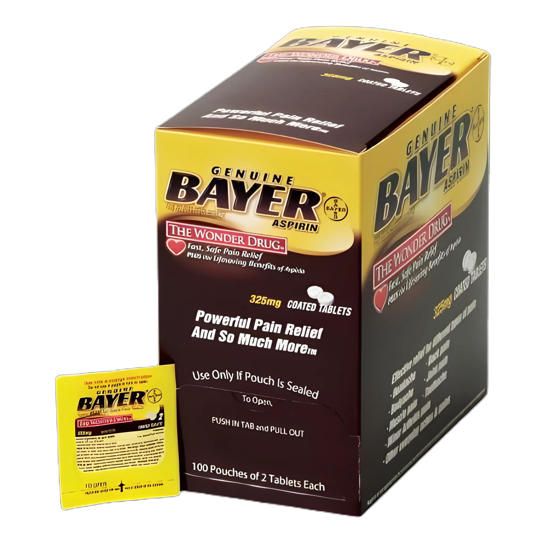 Pain Relief Bayer® 325 mg Strength Aspirin Tablet 100 per Box - 45647