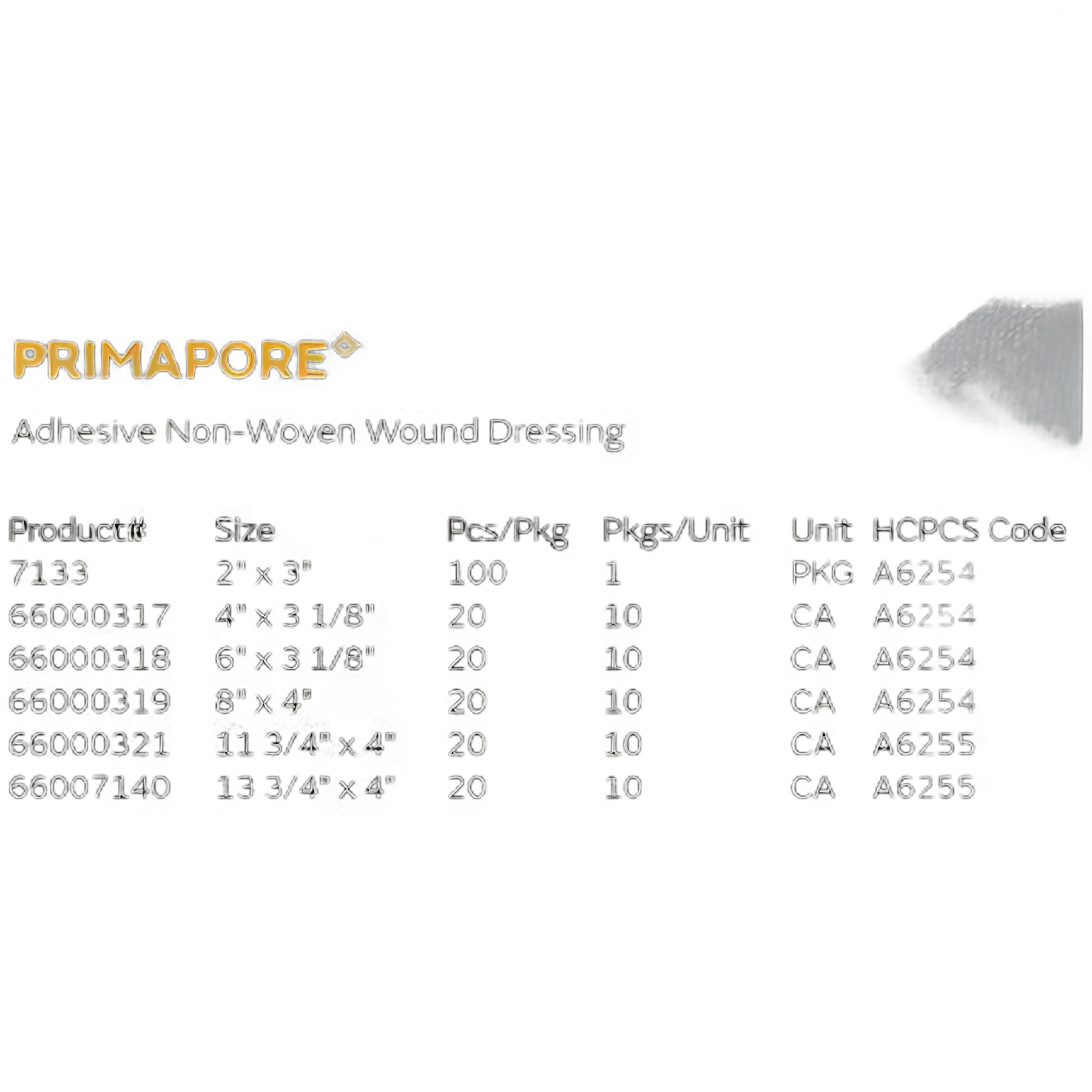 Adhesive Dressing Primapore 3-1/8 X 6 Inch Rectangle Sterile