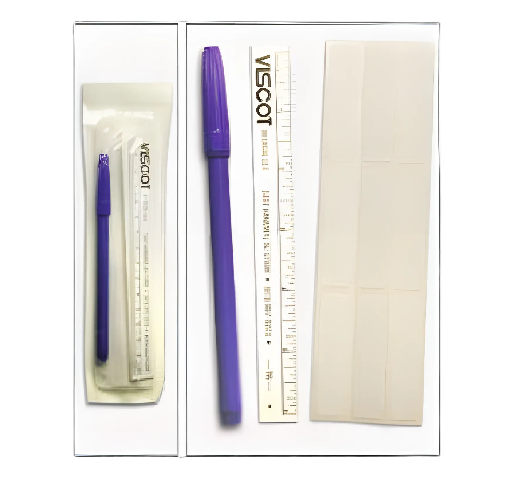 Viscot Gentian Violet Ink Sterile Skin Marker with Ruler and Labels - Full Size, Regular Tip