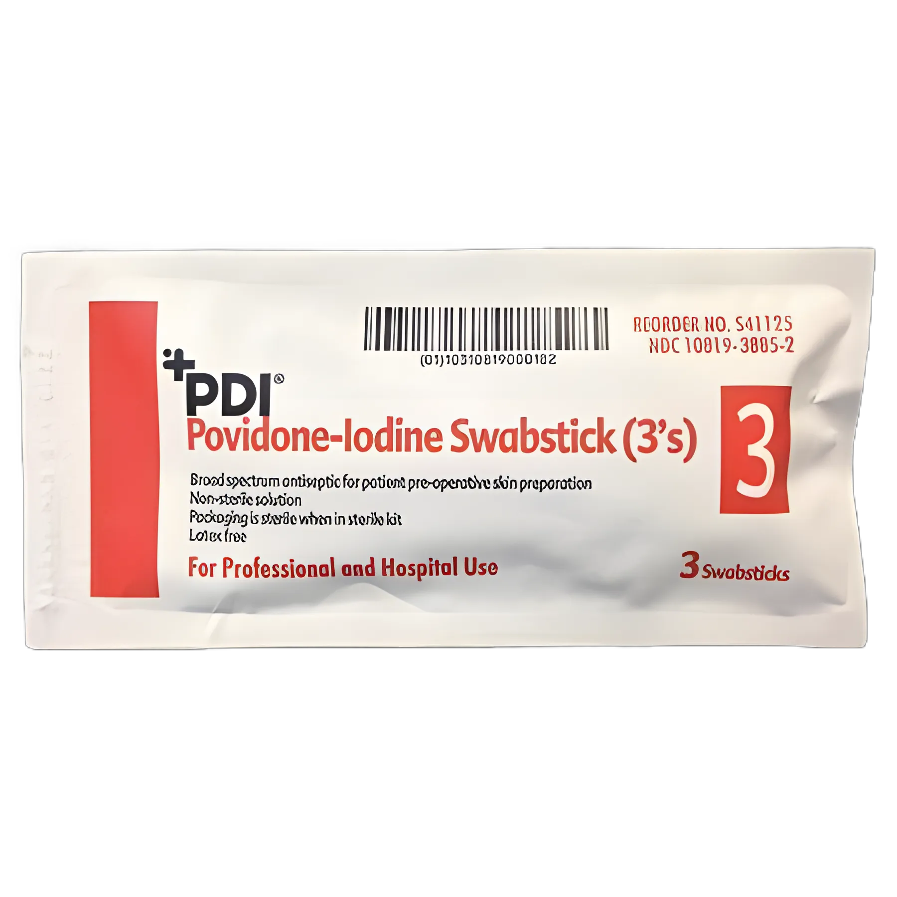 Impregnated Swabstick PDI® 10% Strength Povidone-Iodine Individual Packet NonSterile - S41125