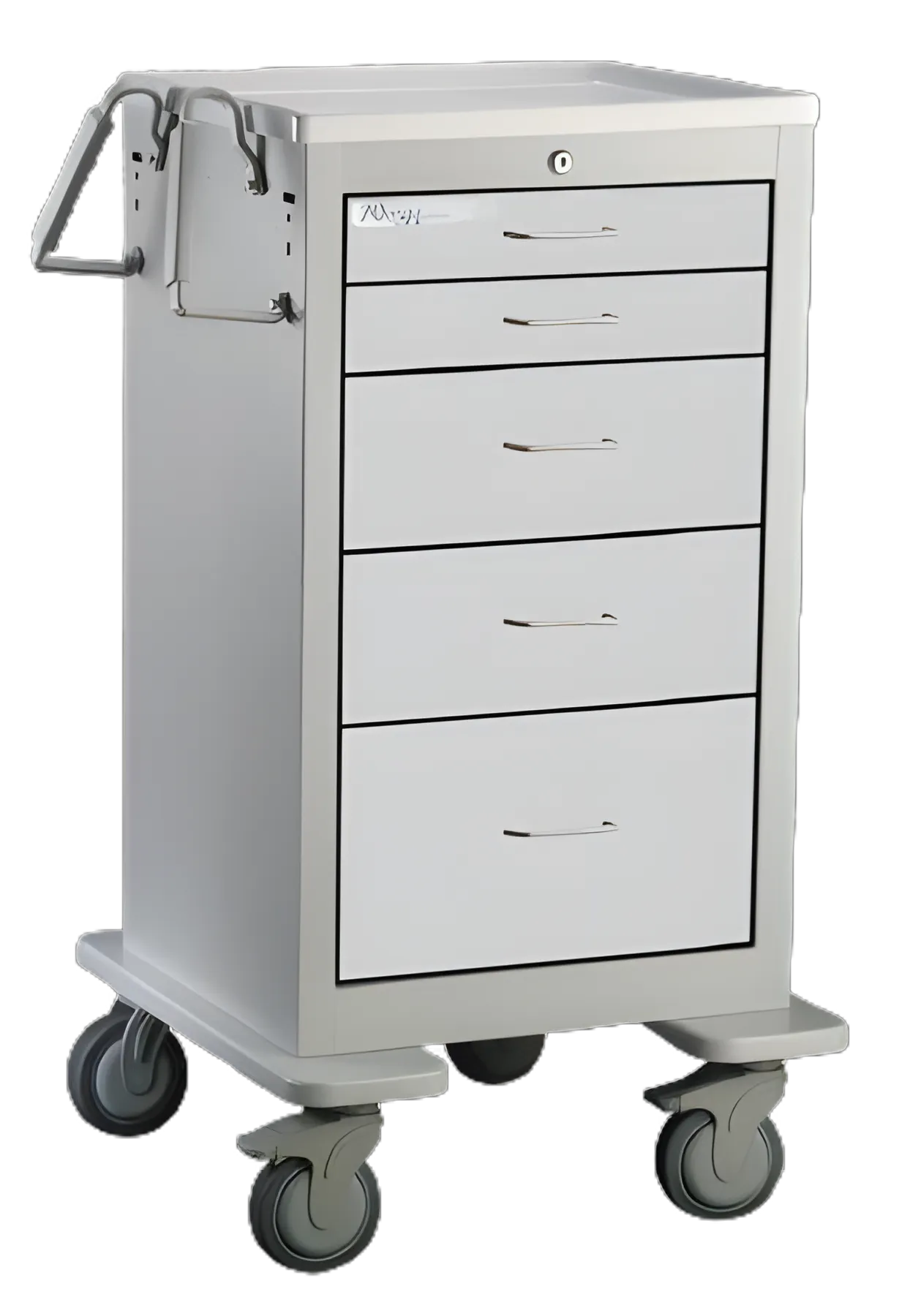 Treatment Cart Steel 24.5 X 25.5 X 43.5 Inch Light Gray / Dark Blue 22.25 X 16.75 Inch Drawer, Two 3 Inch, Two 6 Inch, One 9 Inch