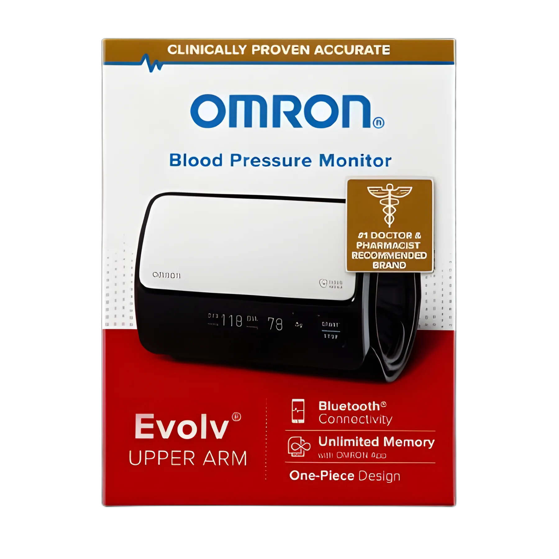 Omron Evolv® Automatic Digital Blood Pressure Monitor with Bluetooth Connectivity and Wide Range Cuff