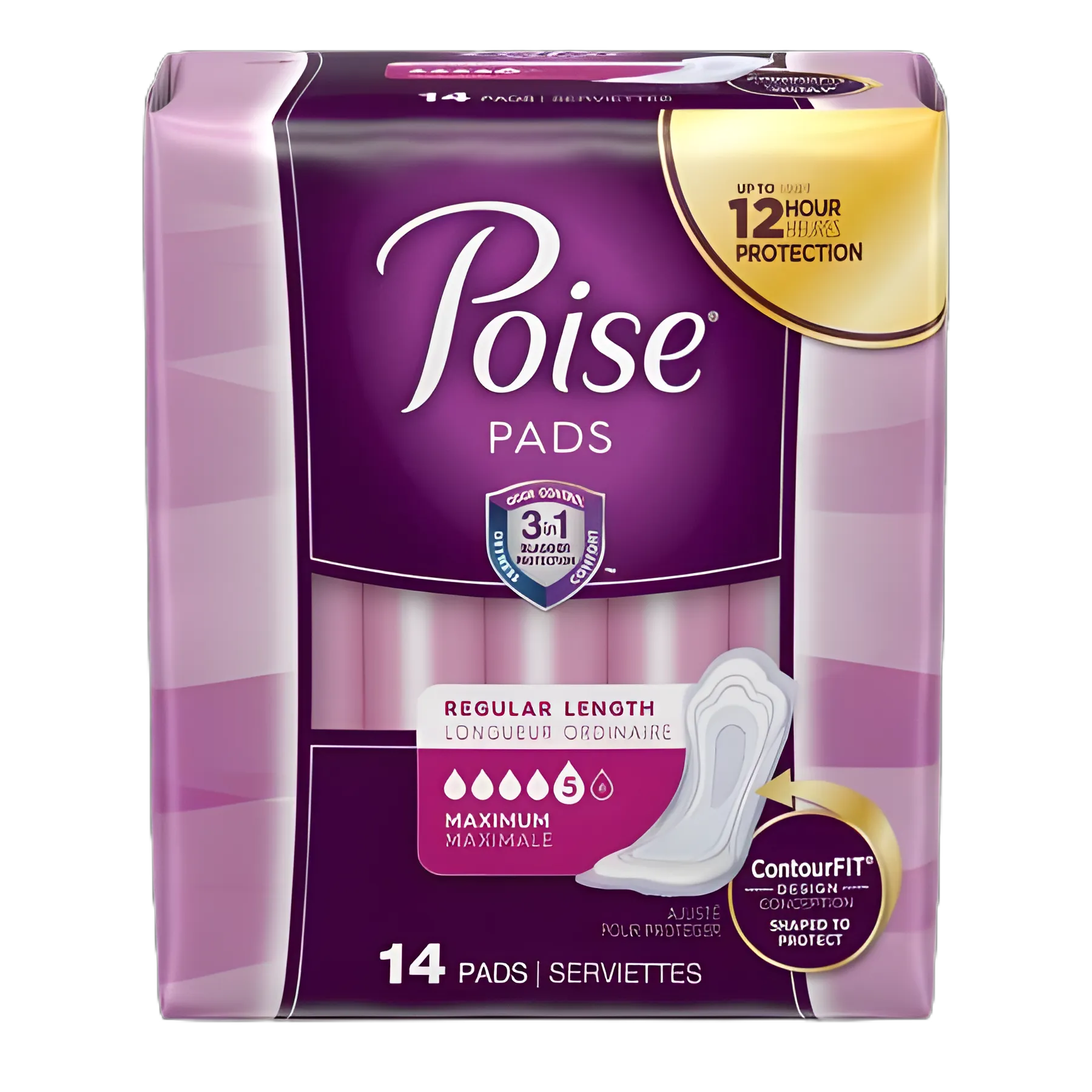 Bladder Control Pad Poise® 3 X 11 Inch Length Heavy Absorbency Sodium Polyacrylate Core Regular
