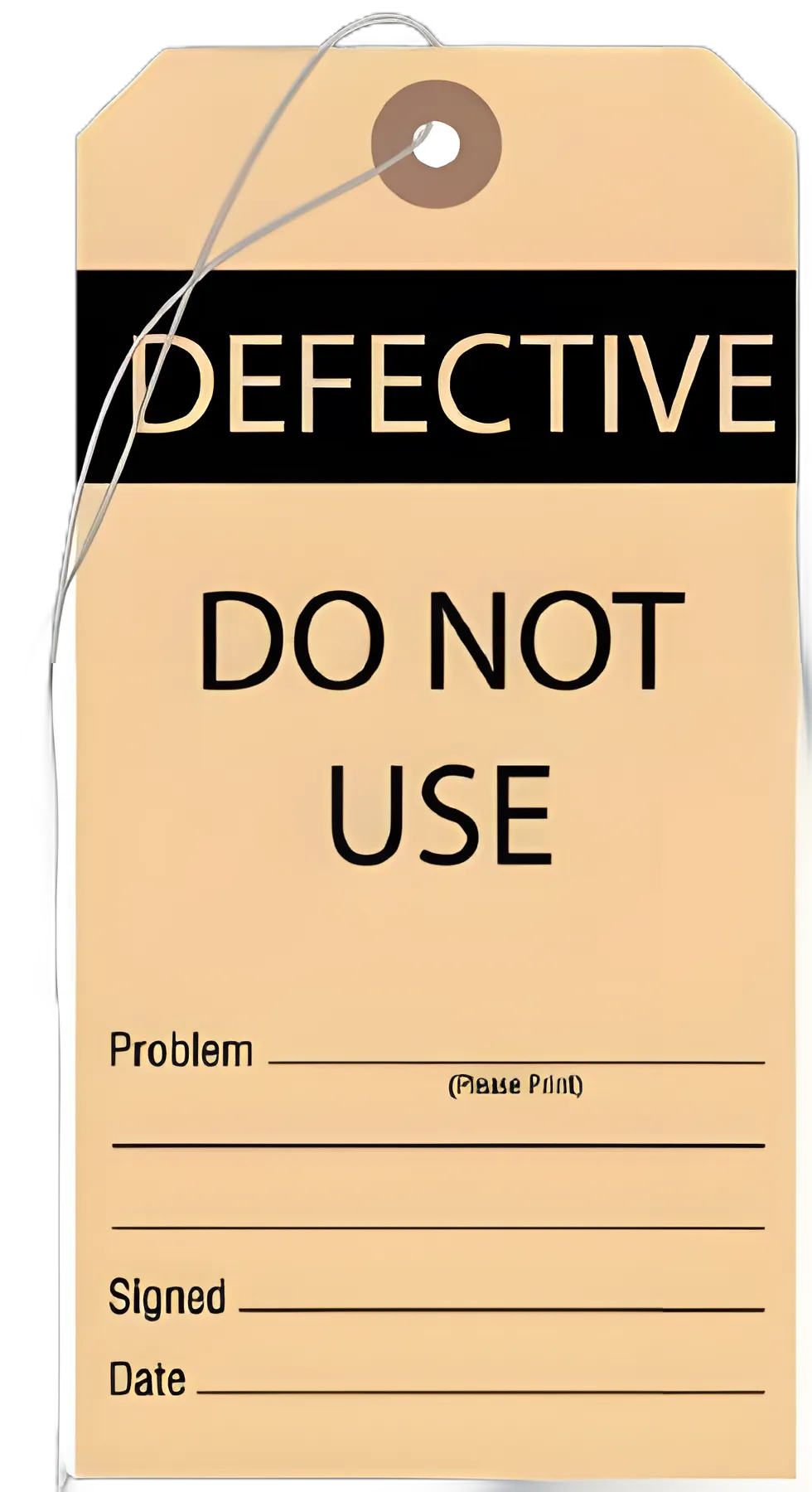 UAL™ Warning Tag - Caution Beige/Black, Medium Card Stock, 3-1/8 X 6-1/4 Inch, 50/Pack