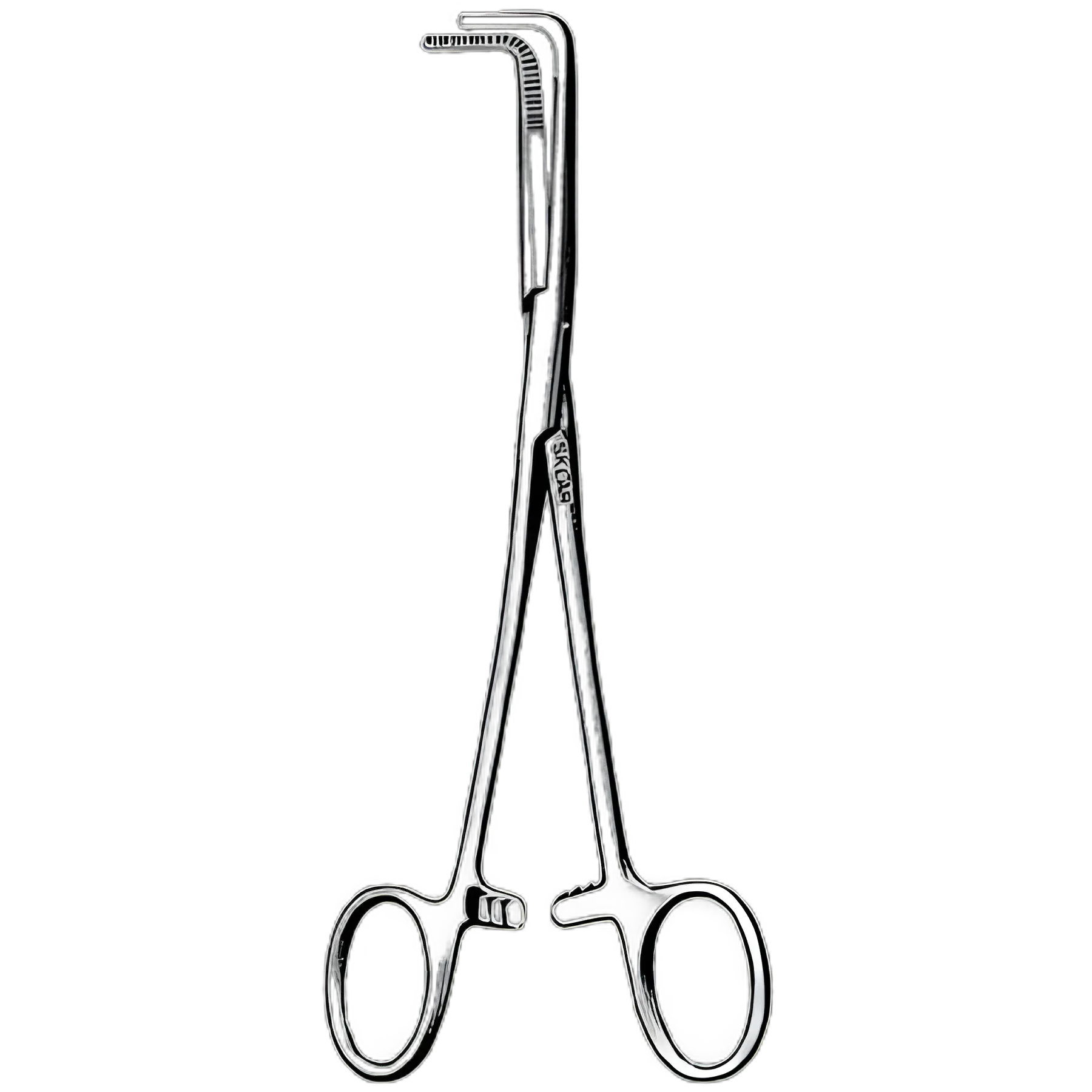 Hemostatic Forceps Sklar® Mixter 6-1/4 Inch Length OR Grade Stainless Steel NonSterile Ratchet Lock Finger Ring Handle Angled 90° Longitudinally Serrated Tips