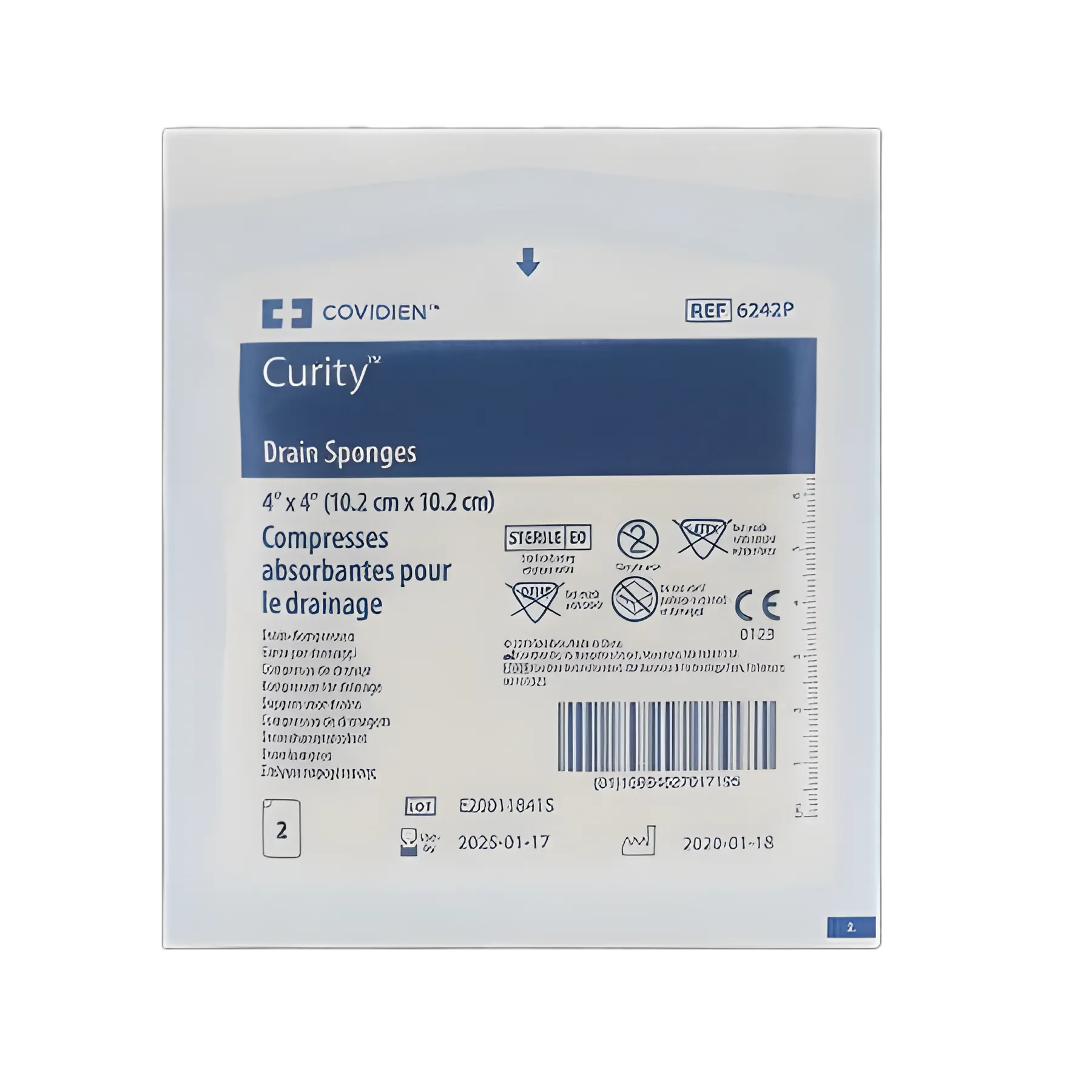 Drain Sponge Curity™ Nonwoven 4 X 4 Inch Sterile