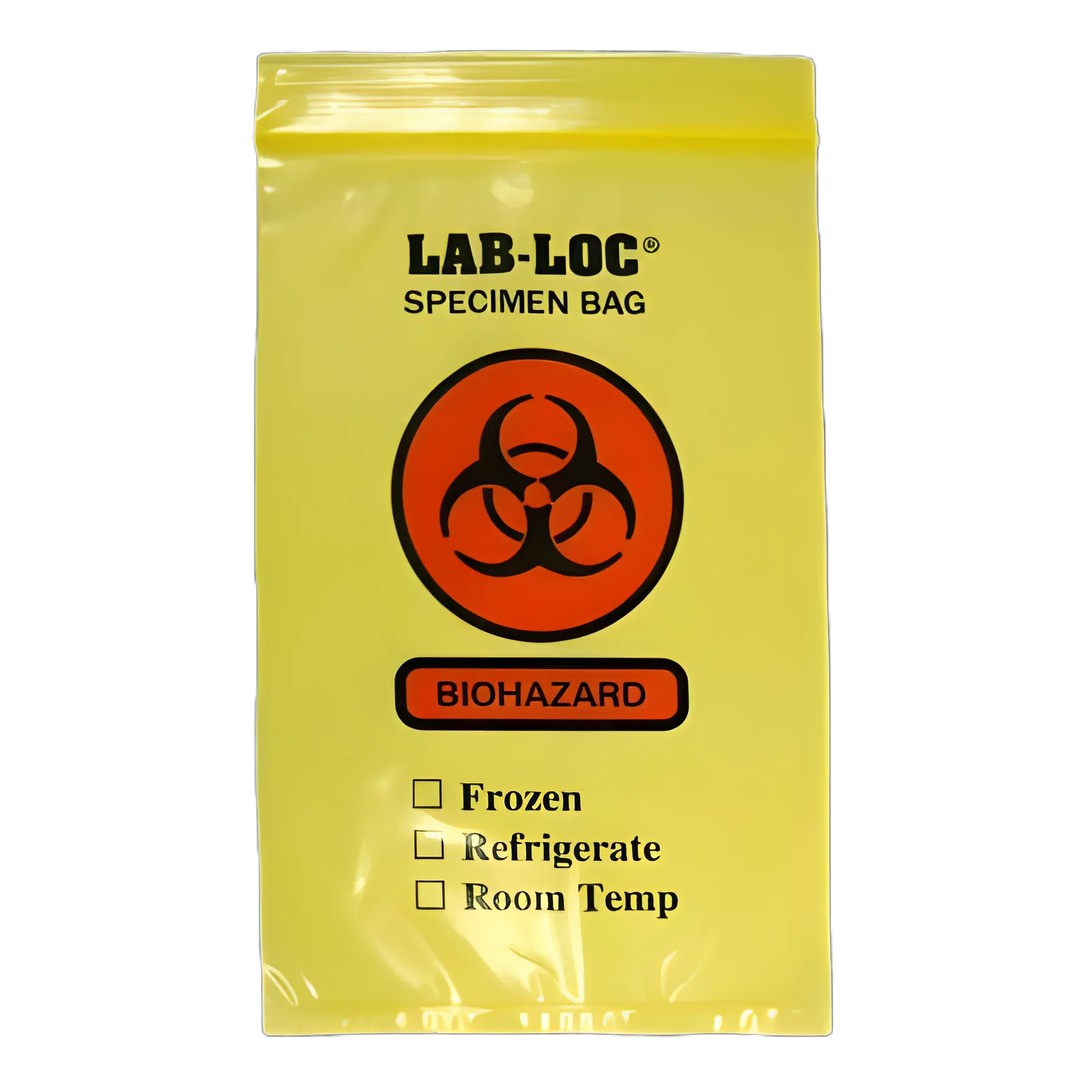 Specimen Transport Bag with Document Pouch Lab-Loc® 6 X 9 Inch Zip Closure Biohazard Symbol / Storage Instructions NonSterile - LAB20609YE
