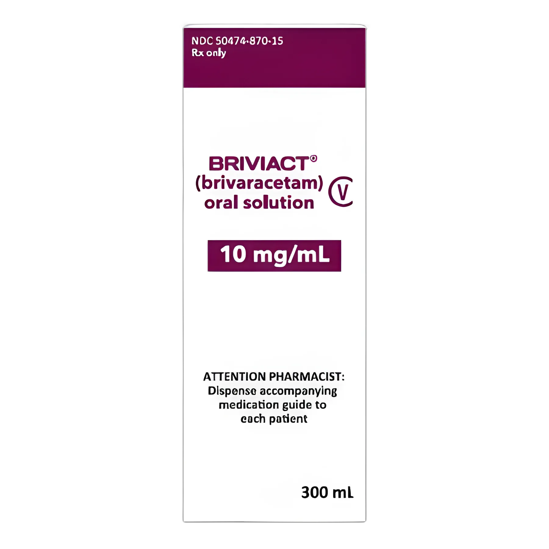 BRIVIACT® Brivaracetam 10 mg / mL Solution Bottle 300 mL CV