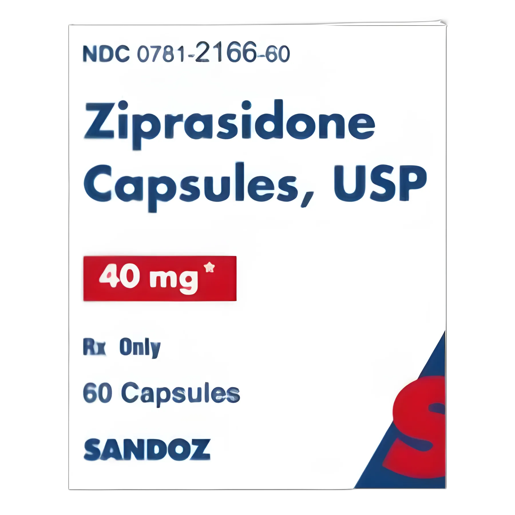 Ziprasidone HCl 40 mg Capsule Bottle 60 Capsules - 00781216660