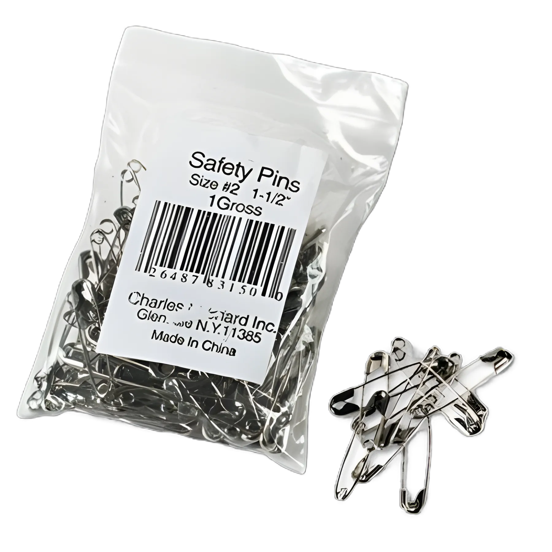 Safety Pins, Nickel-Plated, Steel, 1.5" Length, 144/Pack