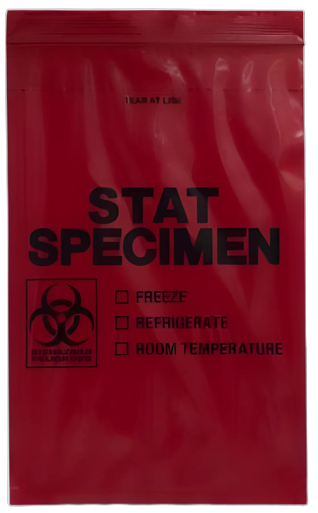 Specimen Transport Bag with Document Pouch 6 X 9 Inch Adhesive Closure STAT / Biohazard Symbol / Storage Instructions NonSterile