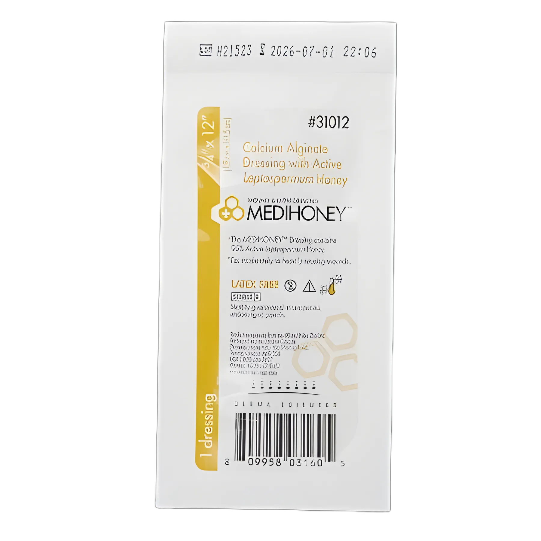 Honey Impregnated Wound Dressing MEDIHONEY® Rope 3/4 X 12 Inch Sterile