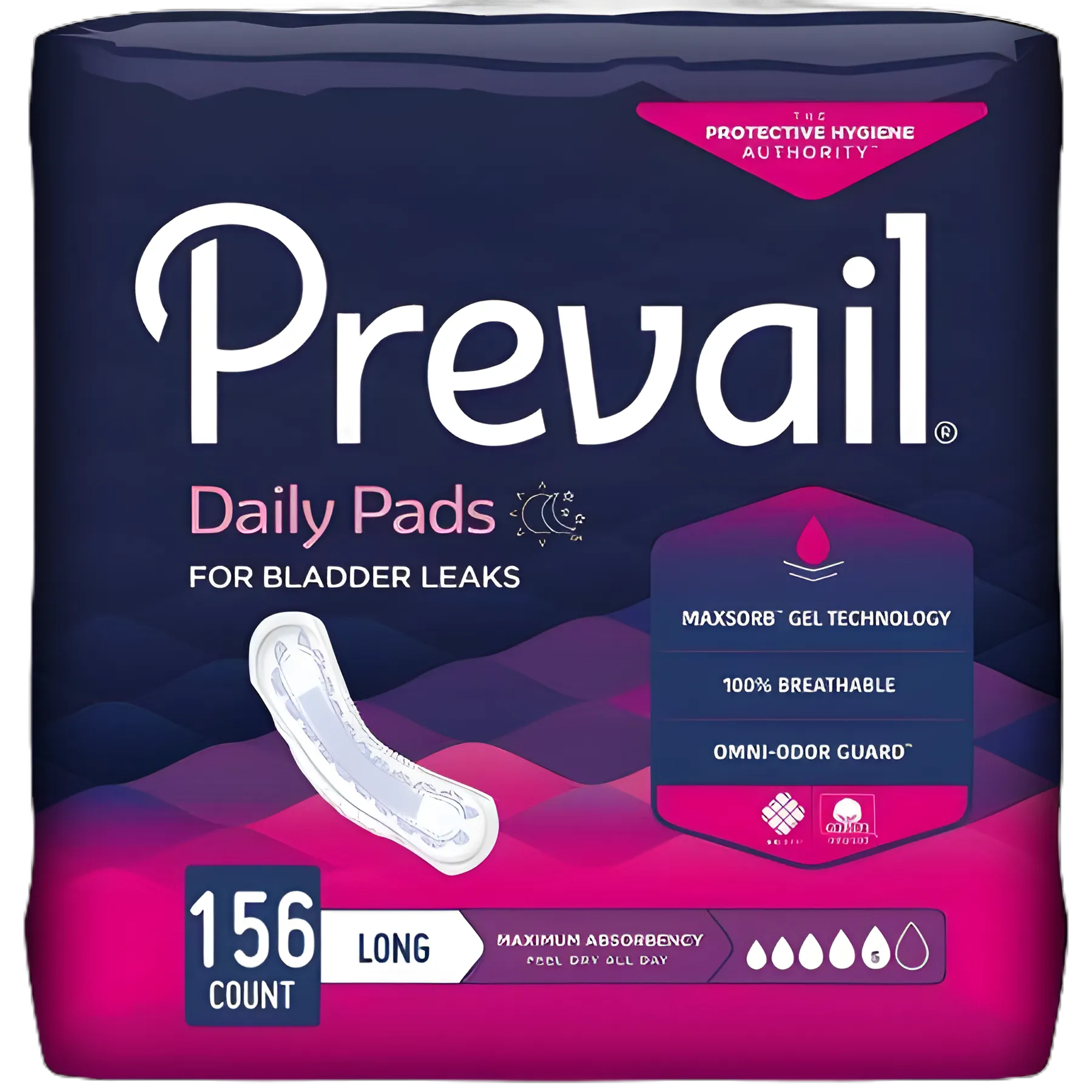 Bladder Control Pad Prevail® Daily Pads 13 Inch Length Heavy Absorbency Polymer Core One Size Fits Most