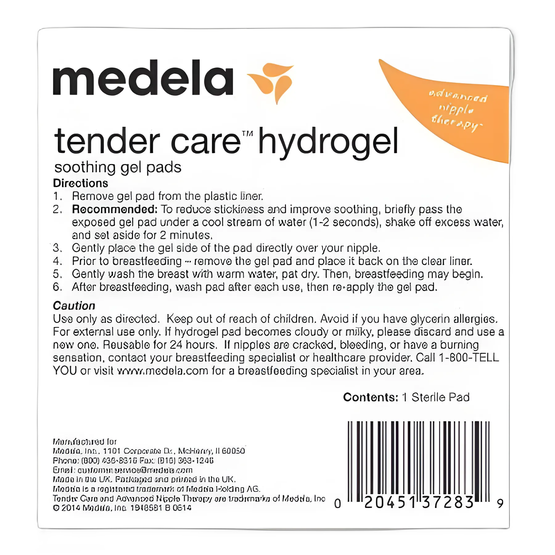 Nursing Pad Tender Care™ Water / Glycerol / Polymer Reusable - 87123NA